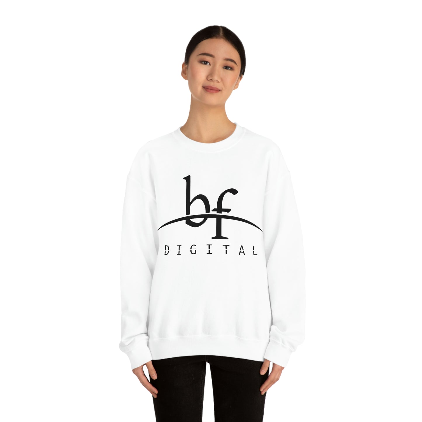 Unisex Blue Fire Digital Network Logo (Black) Heavy Blend™ Crewneck Sweatshirt