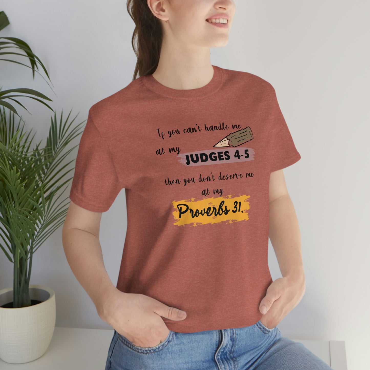 Women's Judges 4-5/Proverbs 31 (Black Text) Short Sleeve T-Shirt