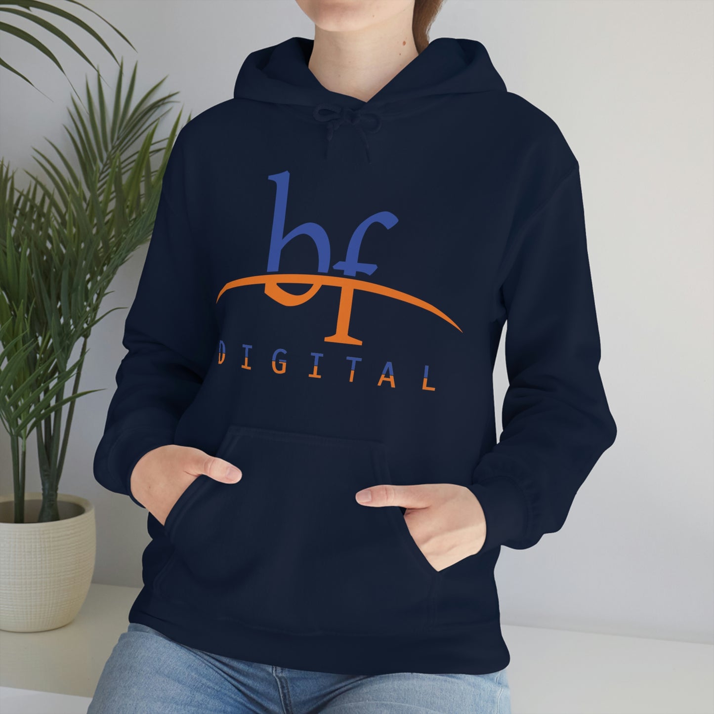 Unisex Blue Fire Digital Network Logo (Blue&Orange) Heavy Blend™ Hooded Sweatshirt