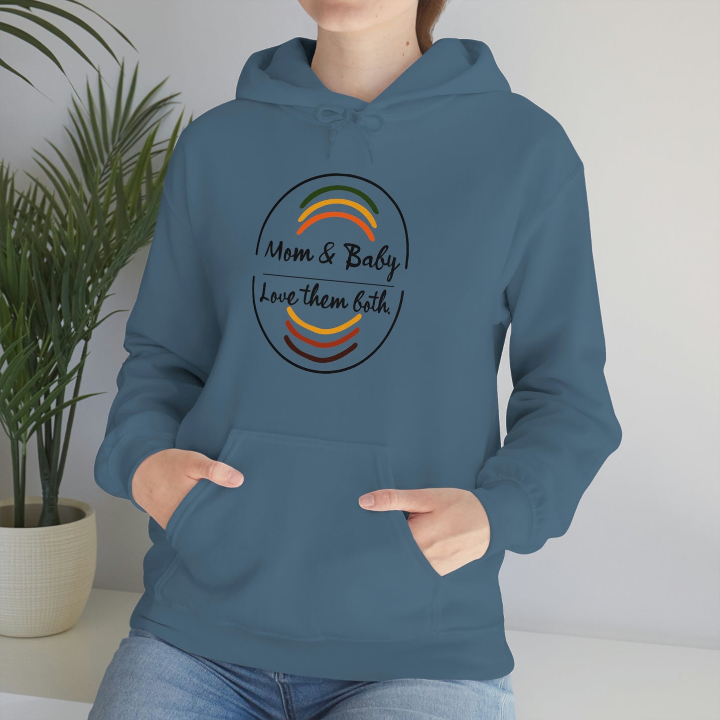 Women's Love Them Both (Black Text) Heavy Blend™ Hooded Sweatshirt