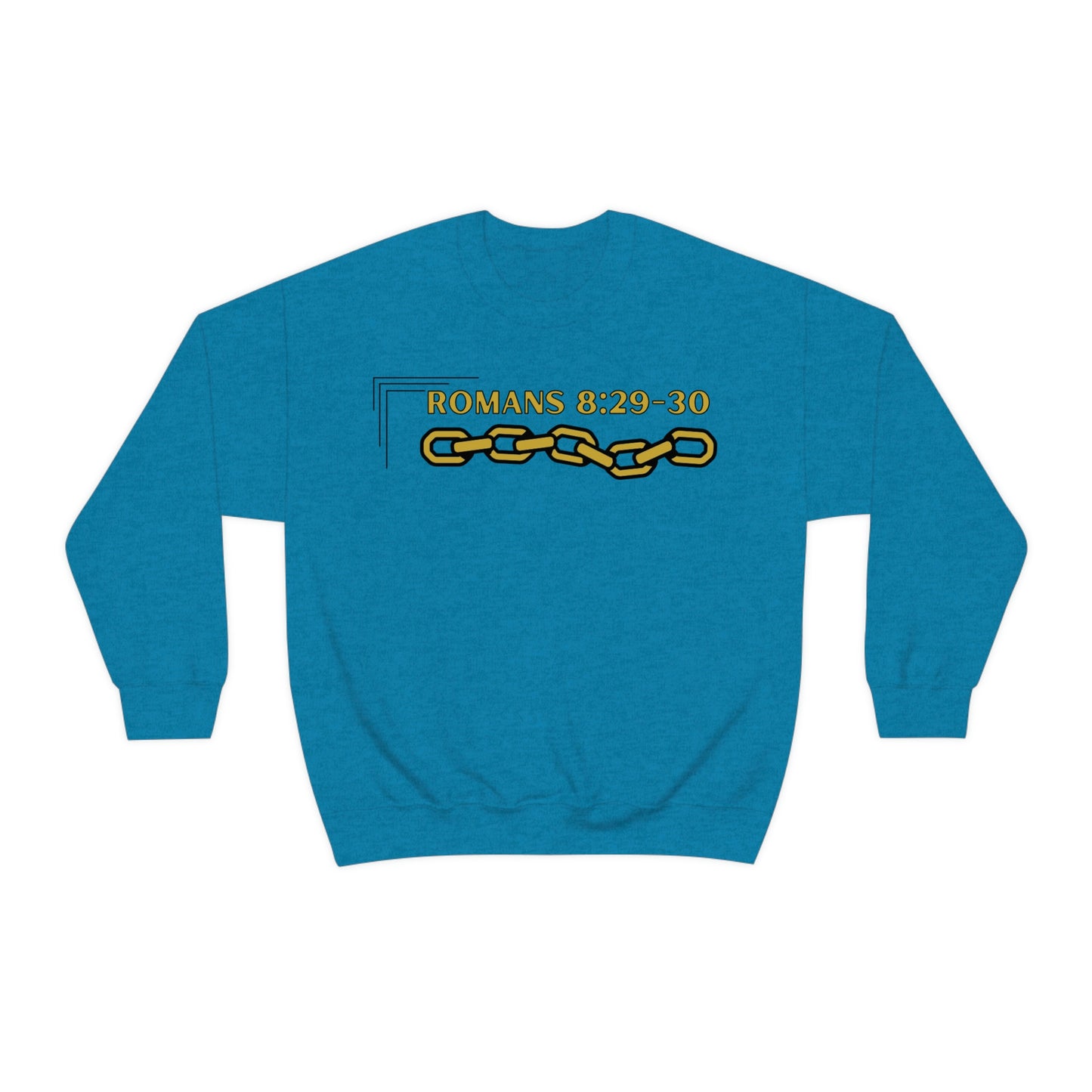 Unisex Golden Chain of Redemption (Romans 8:28-29) [Gold] Heavy Blend™ Crewneck Sweatshirt