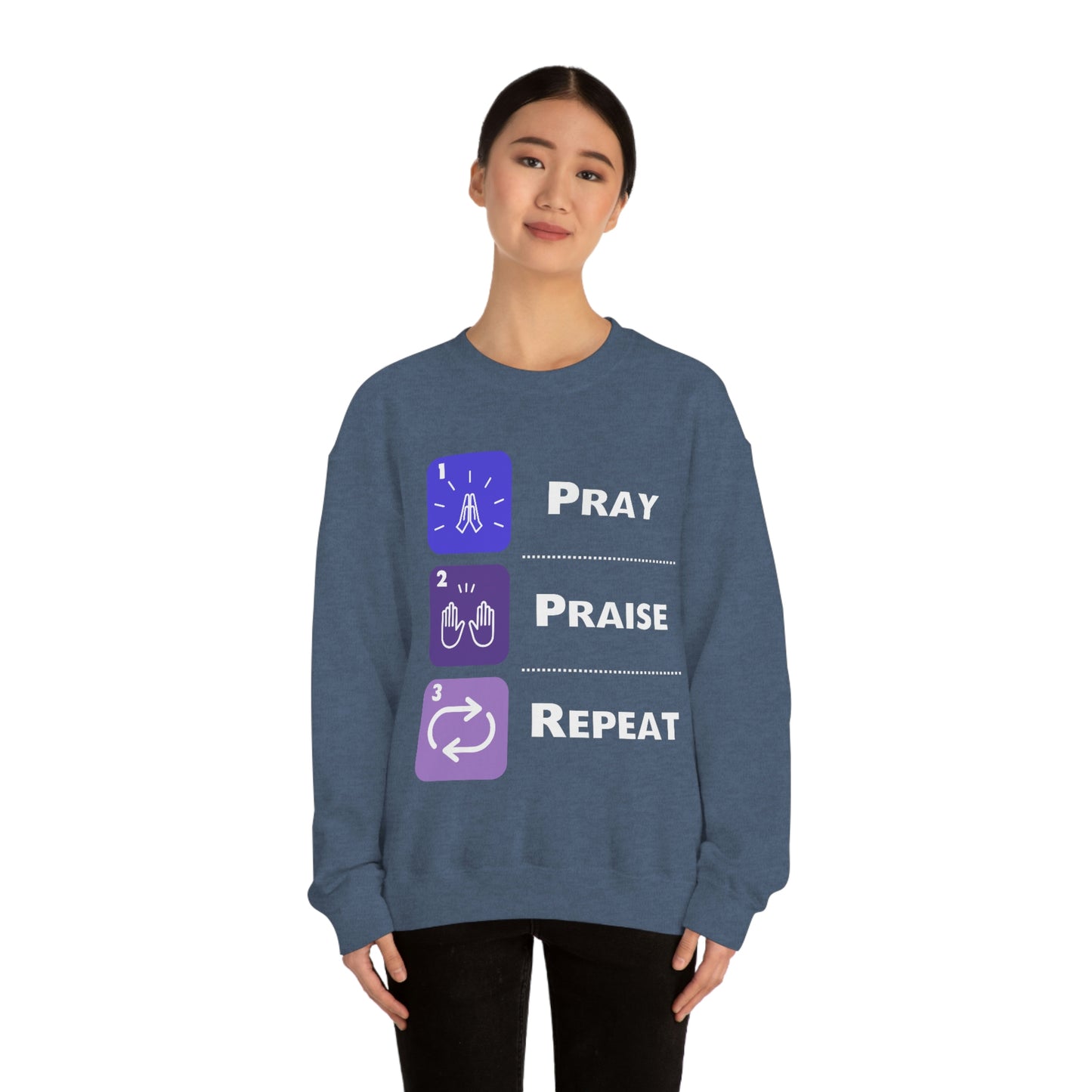 Unisex Pray, Praise, Repeat Heavy Blend™ Crewneck Sweatshirt (Palette 3)