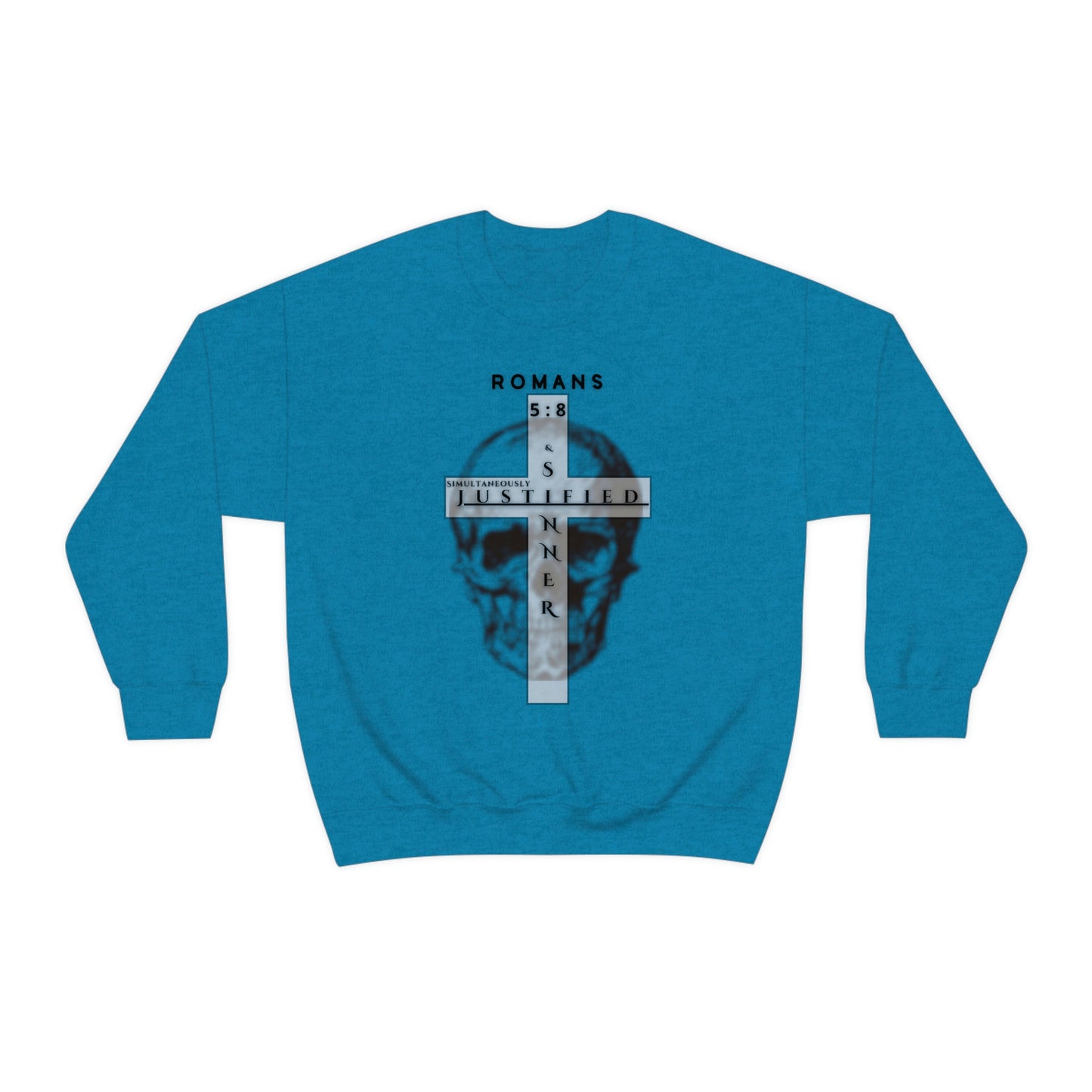 Men's Justified & Sinner (Romans 5:8) [Black Art] Heavy Blend™ Crewneck Sweatshirt