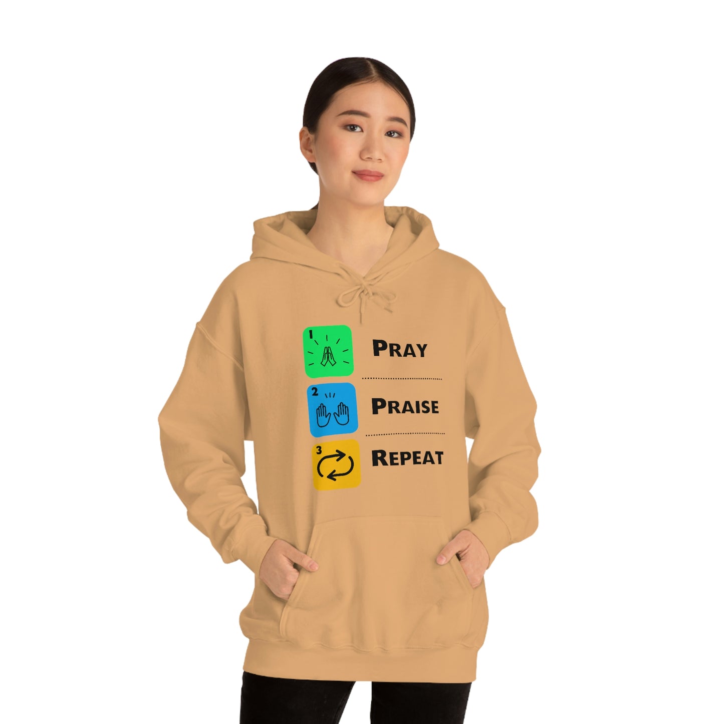 Unisex Pray, Praise, Repeat Heavy Blend™ Hooded Sweatshirt (Palette 2)