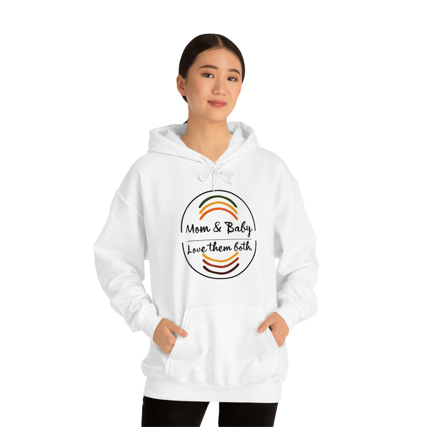 Women's Love Them Both (Black Text) Heavy Blend™ Hooded Sweatshirt