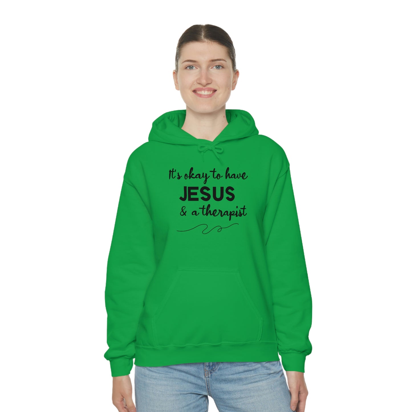 Women's Jesus & A Therapist (Black Text) Heavy Blend™ Hooded Sweatshirt