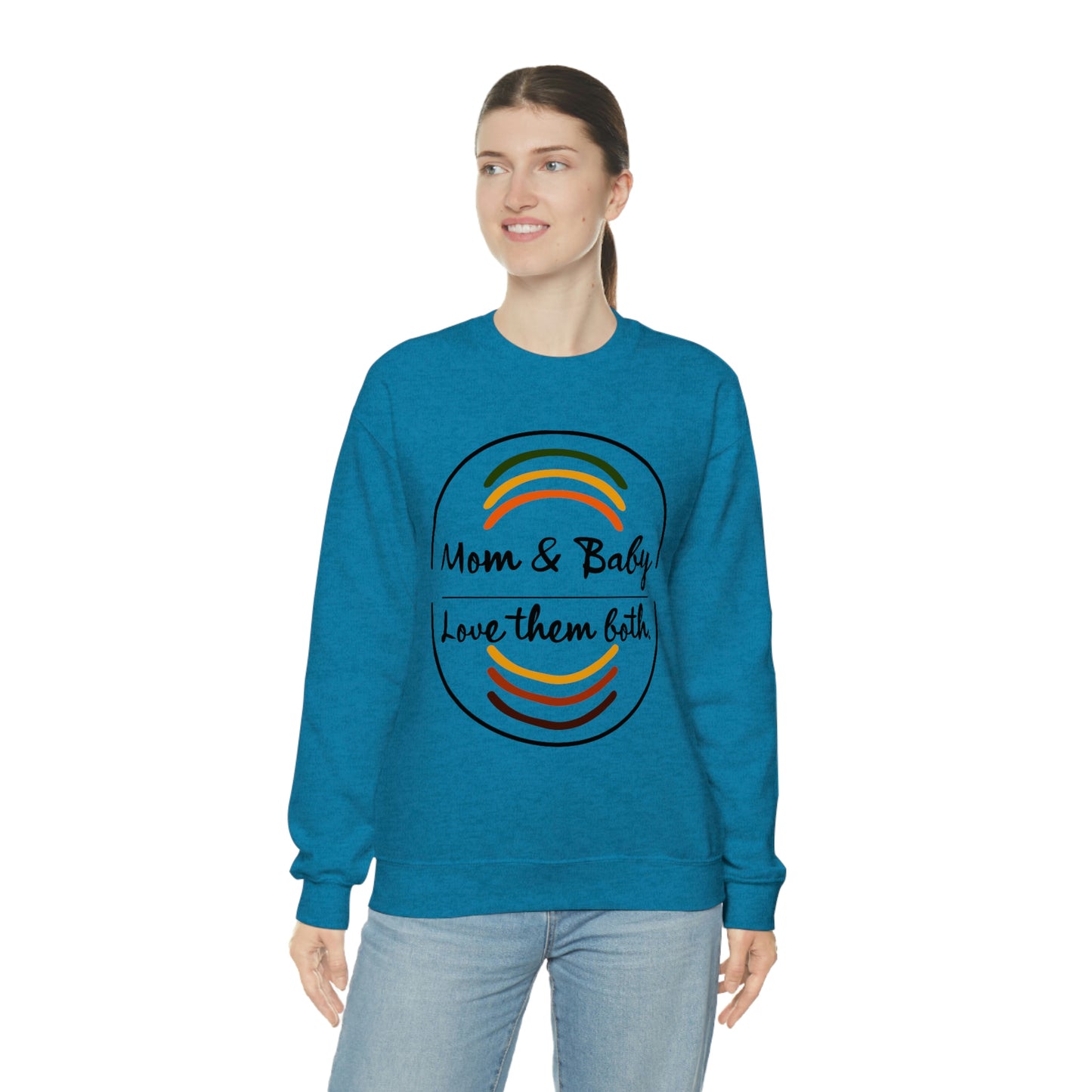 Women's Love Them Both (Black Text) Heavy Blend™ Crewneck Sweatshirt