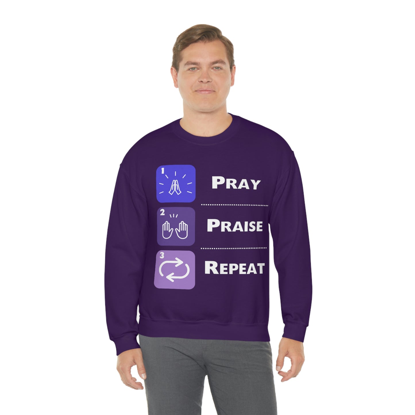 Unisex Pray, Praise, Repeat Heavy Blend™ Crewneck Sweatshirt (Palette 3)