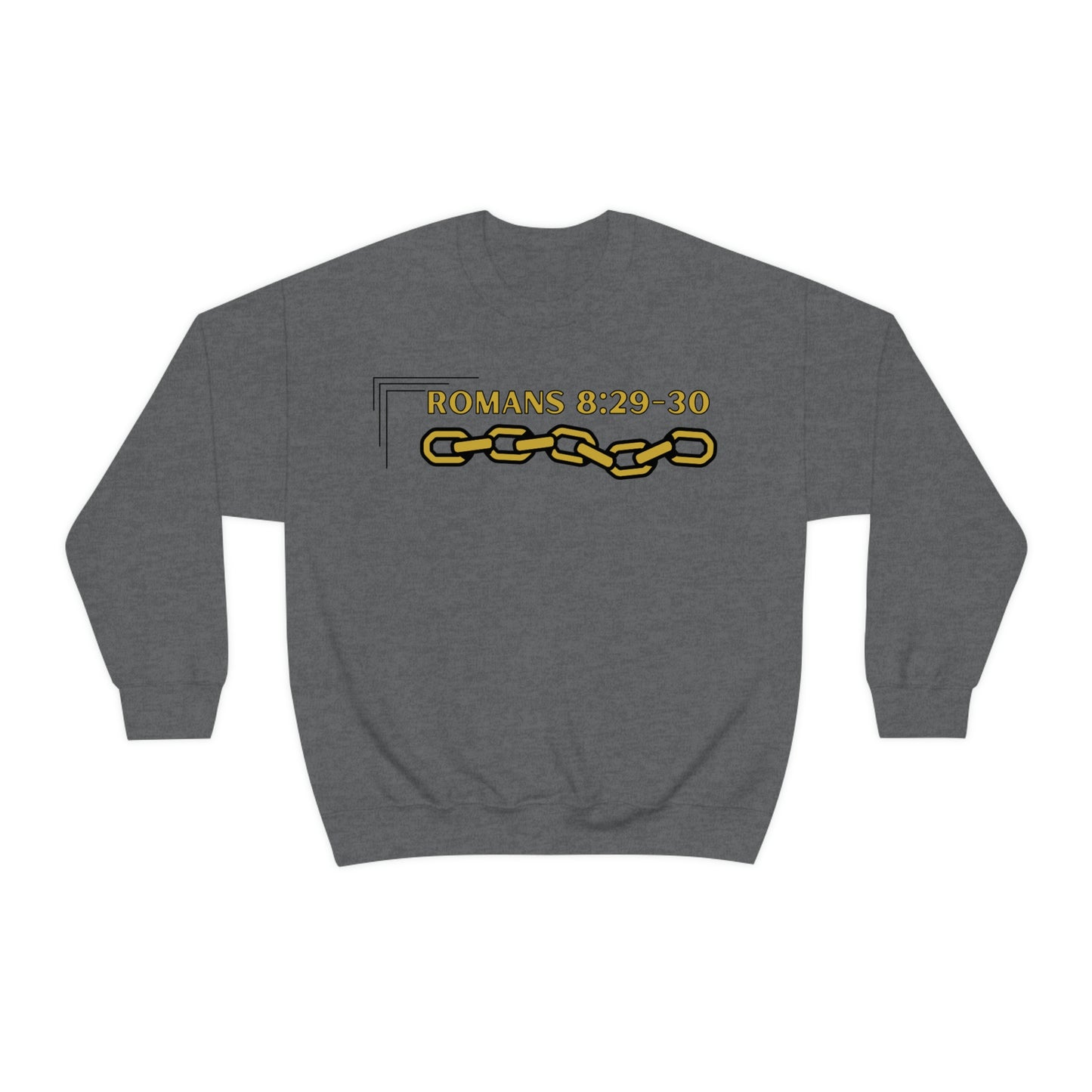 Unisex Golden Chain of Redemption (Romans 8:28-29) [Gold] Heavy Blend™ Crewneck Sweatshirt