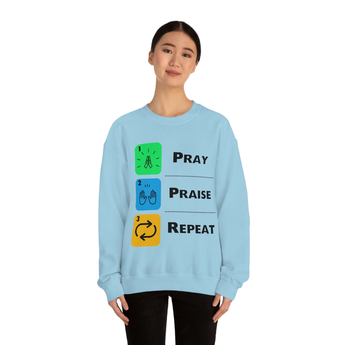 Unisex Pray, Praise, Repeat Heavy Blend™ Crewneck Sweatshirt (Palette 2)