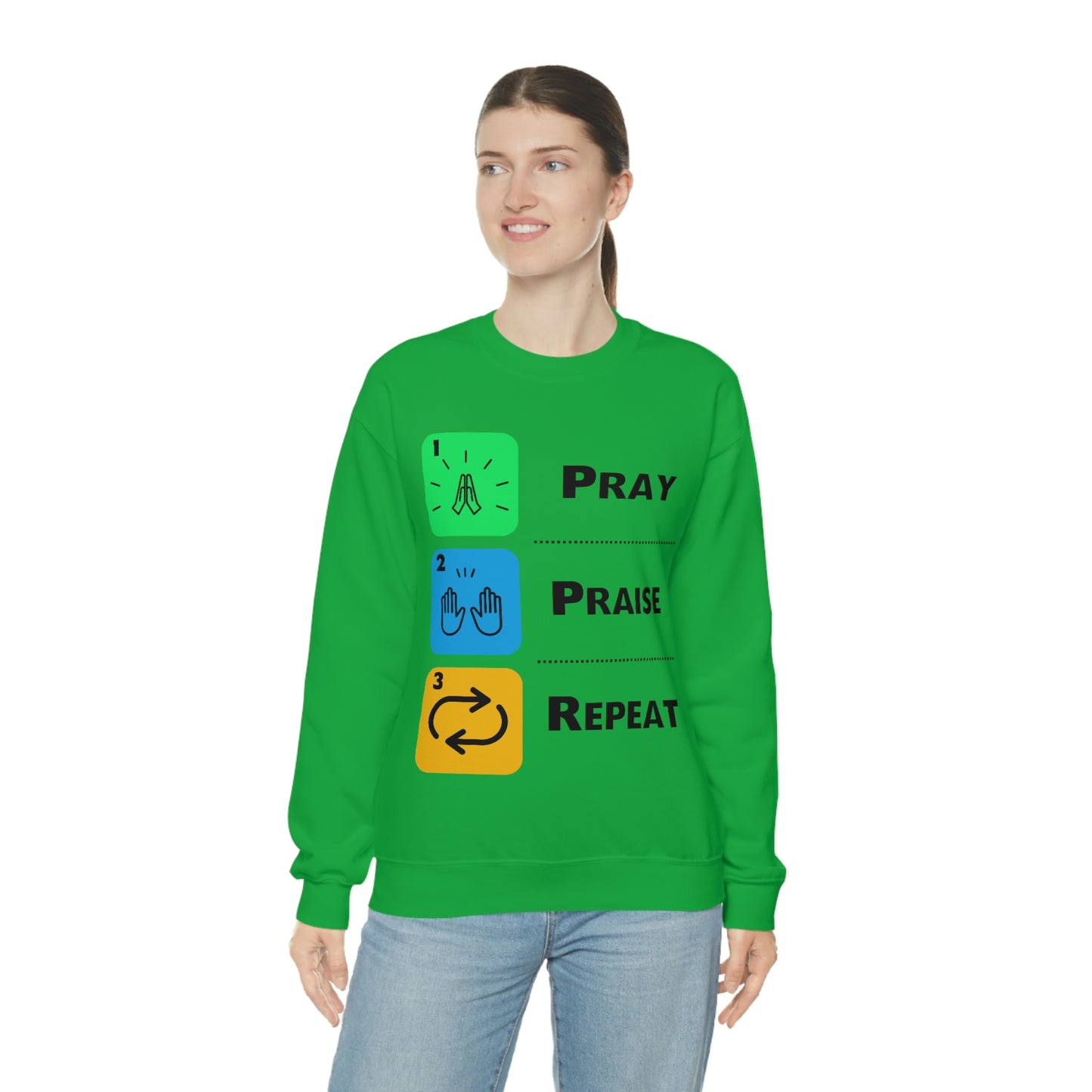 Unisex Pray, Praise, Repeat Heavy Blend™ Crewneck Sweatshirt (Palette 2)