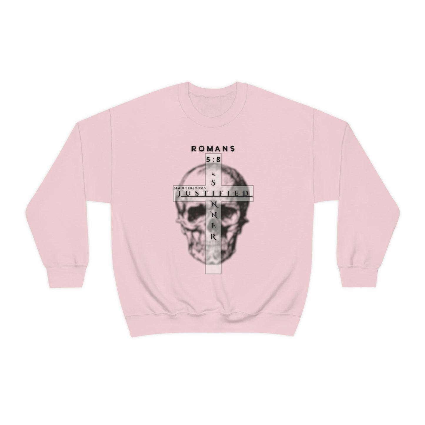 Men's Justified & Sinner (Romans 5:8) [Black Art] Heavy Blend™ Crewneck Sweatshirt