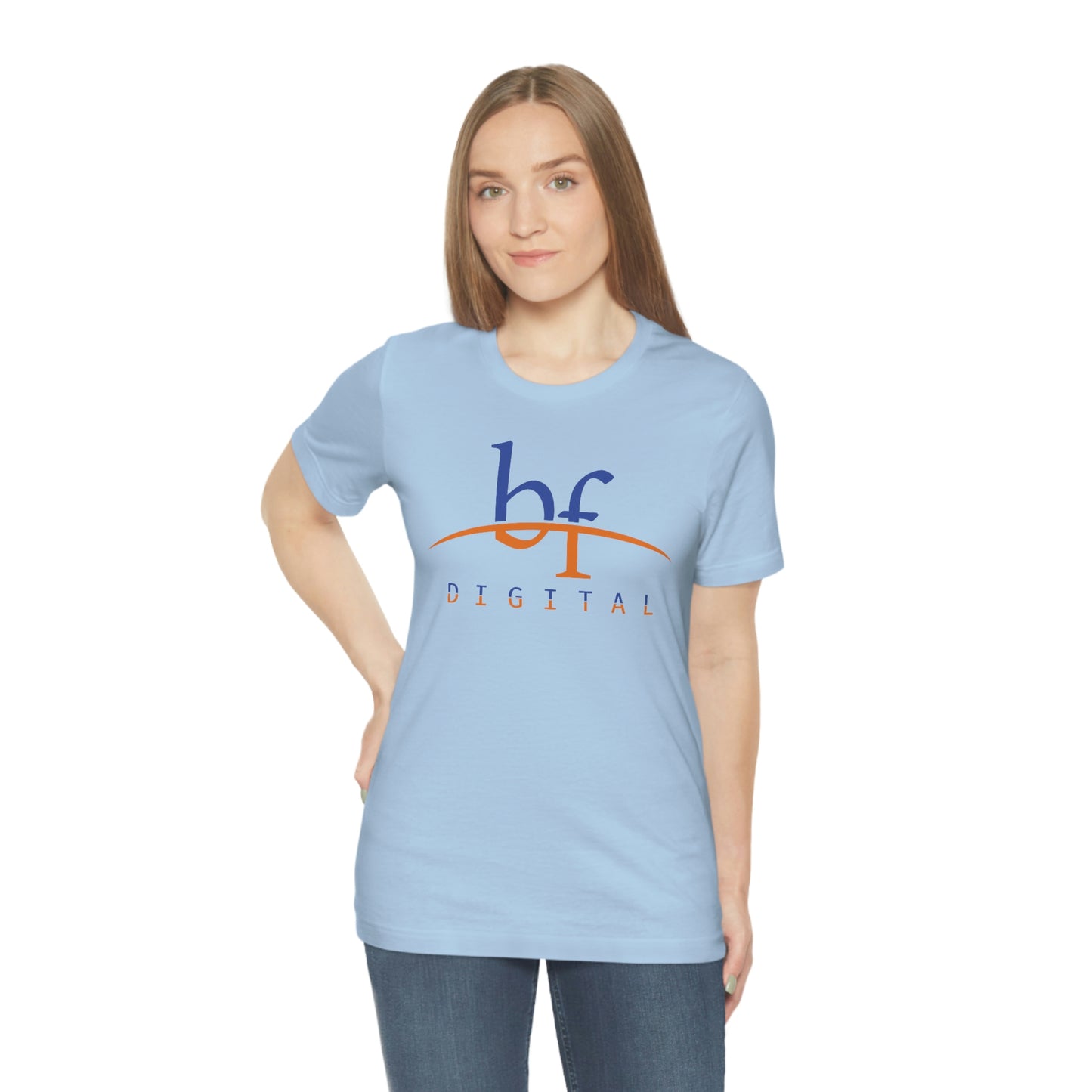 Unisex Blue Fire Digital Network Logo (Blue&Orange) Short Sleeve T-Shirt