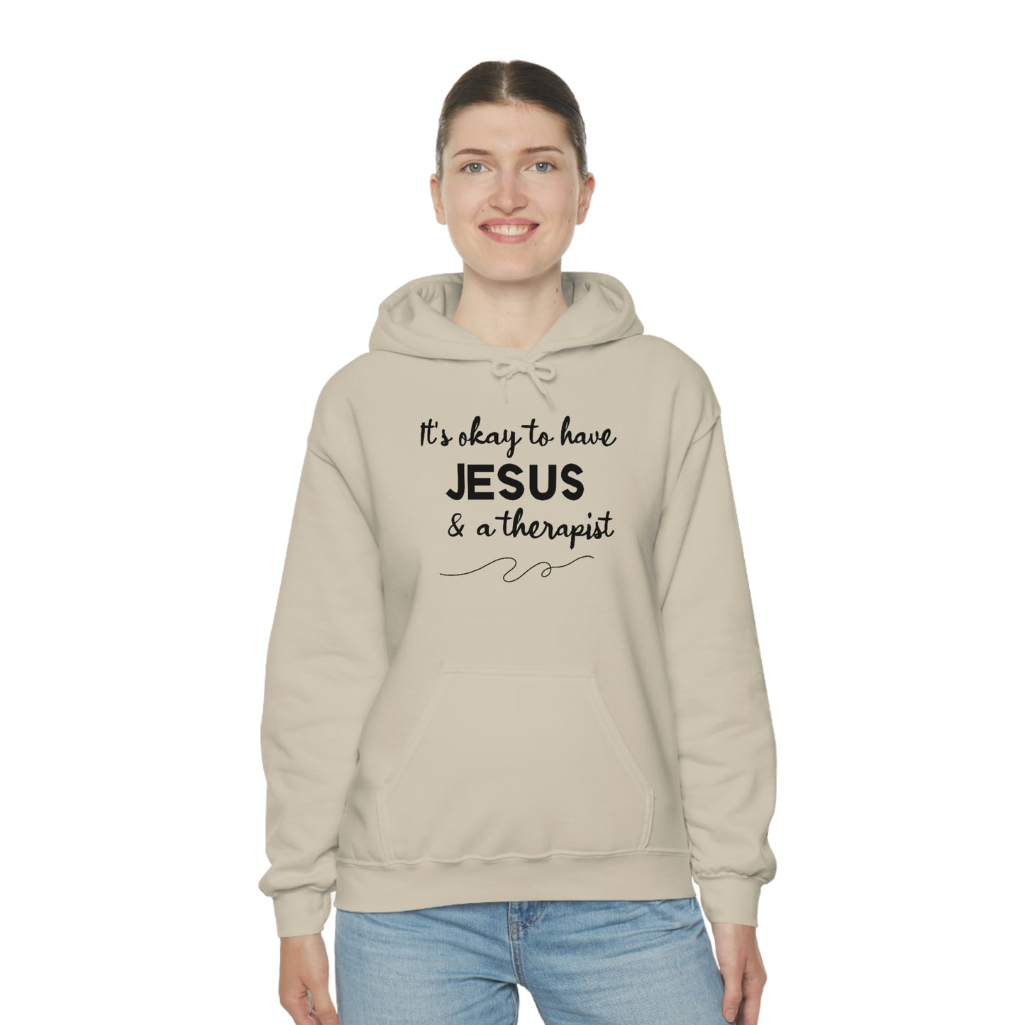 Women's Jesus & A Therapist (Black Text) Heavy Blend™ Hooded Sweatshirt