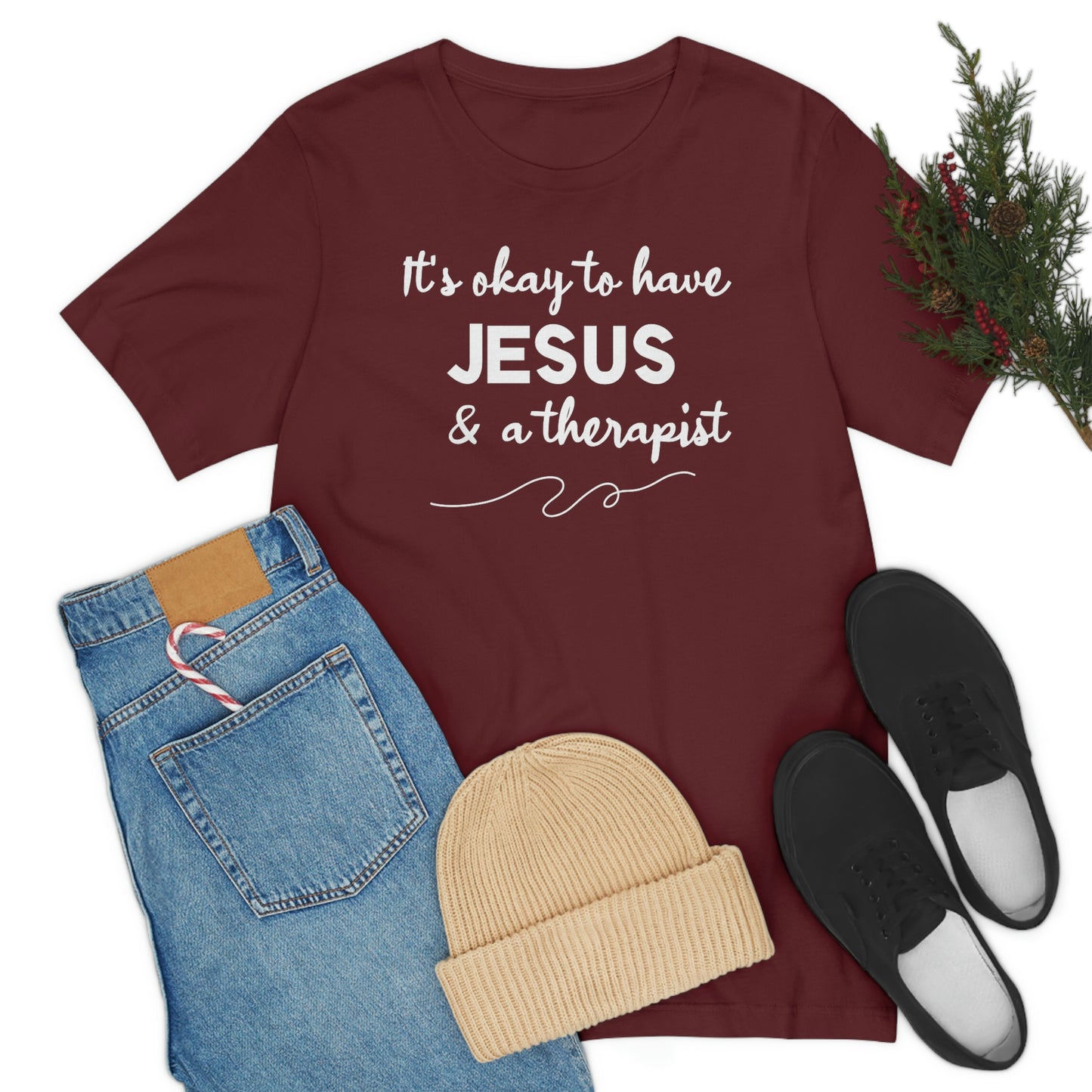 Women's Jesus & A Therapist (White Text) Short Sleeve T-Shirt