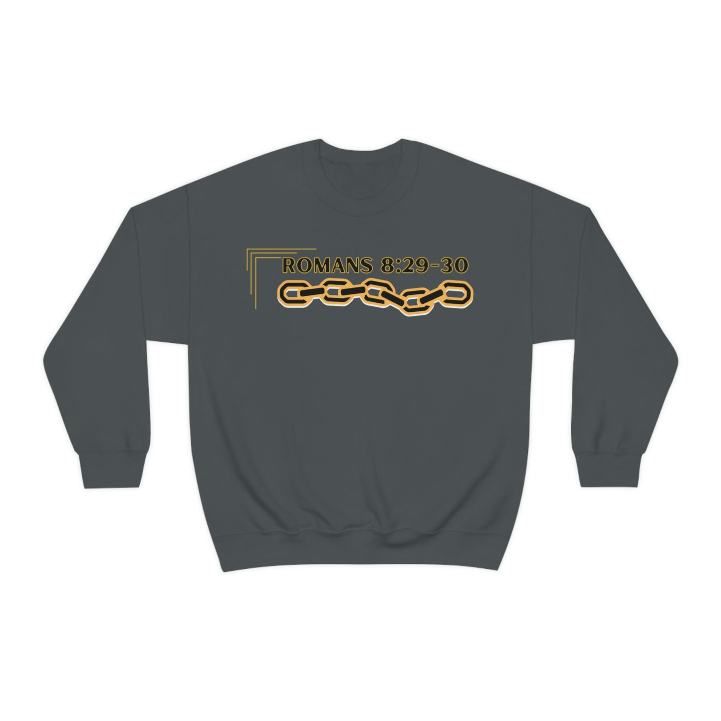 Unisex Golden Chain of Redemption (Romans 8:28-29) [Black] Heavy Blend™ Crewneck Sweatshirt