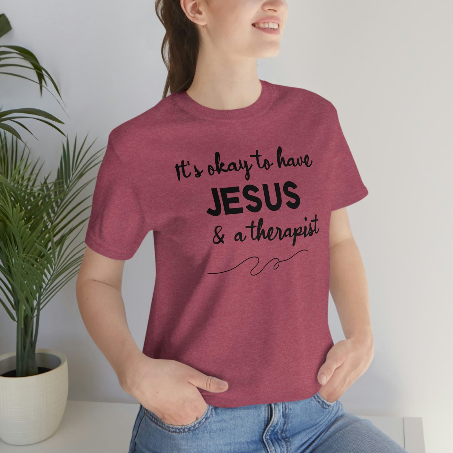 Women's Jesus & A Therapist (Black Text) Short Sleeve T-Shirt