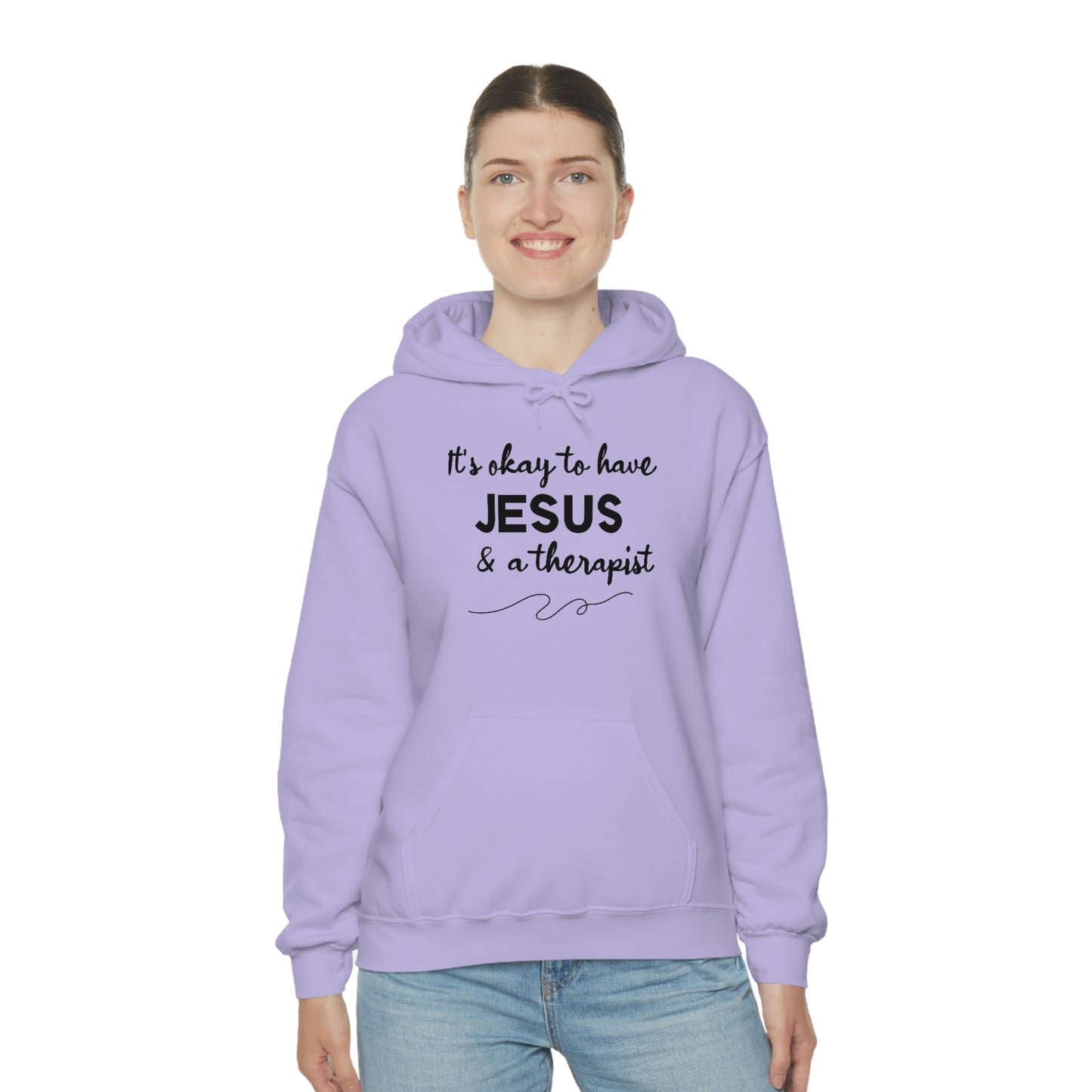 Women's Jesus & A Therapist (Black Text) Heavy Blend™ Hooded Sweatshirt