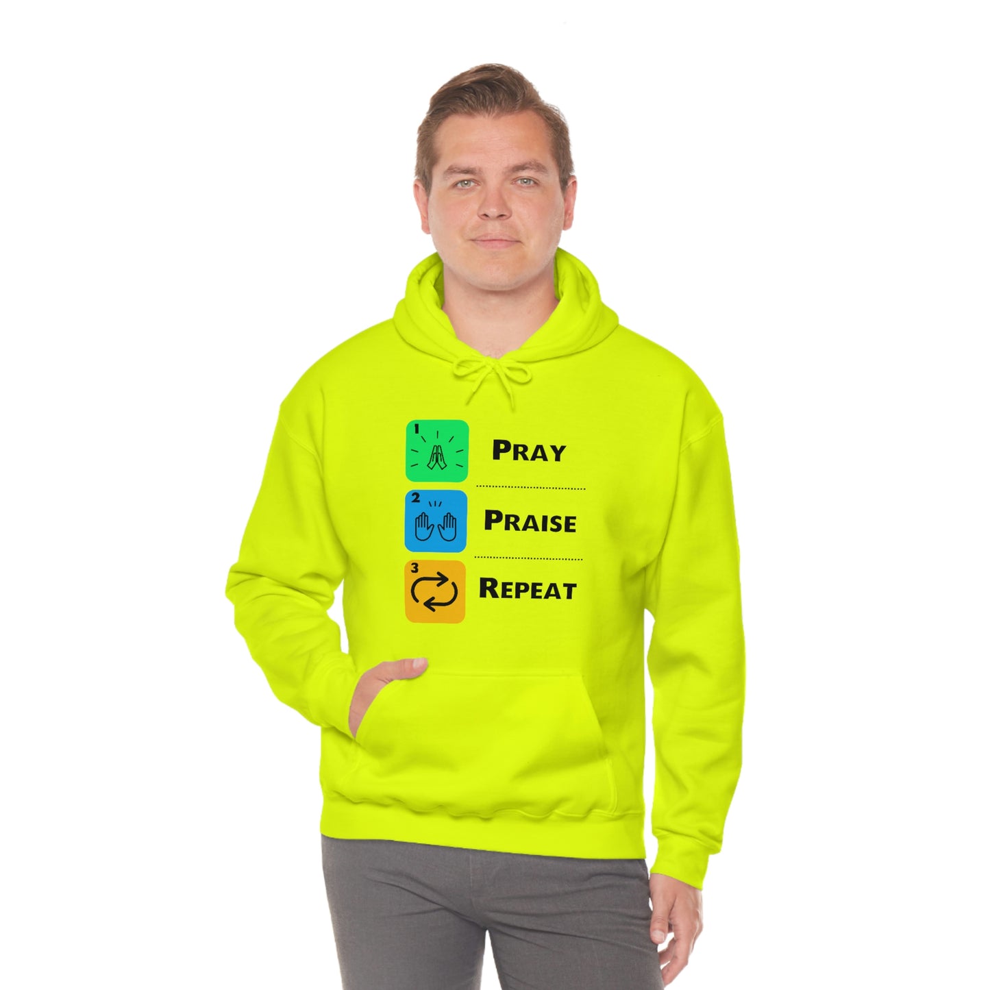 Unisex Pray, Praise, Repeat Heavy Blend™ Hooded Sweatshirt (Palette 2)