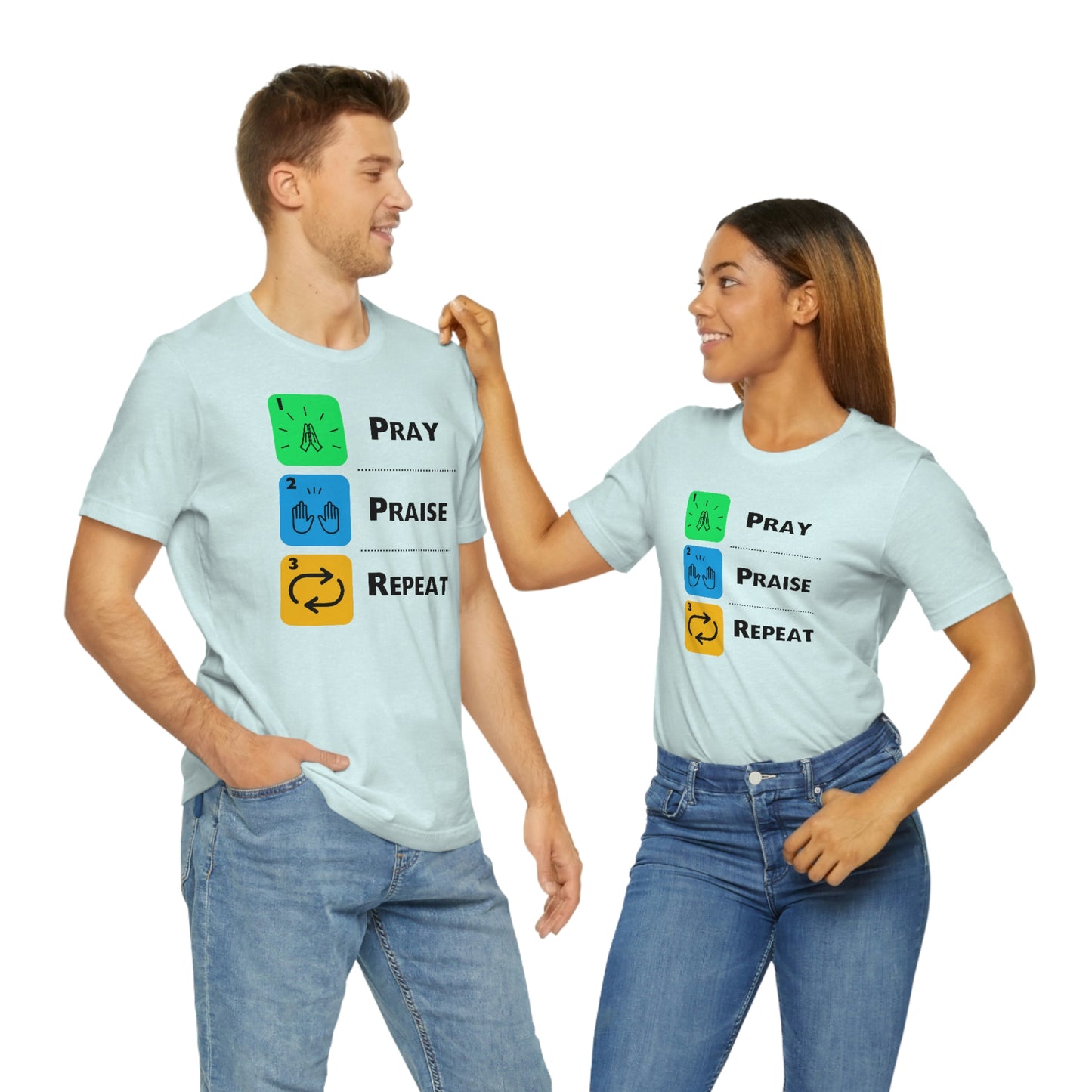 Unisex Pray, Praise, Repeat Short Sleeve T-Shirt (Palette 2)