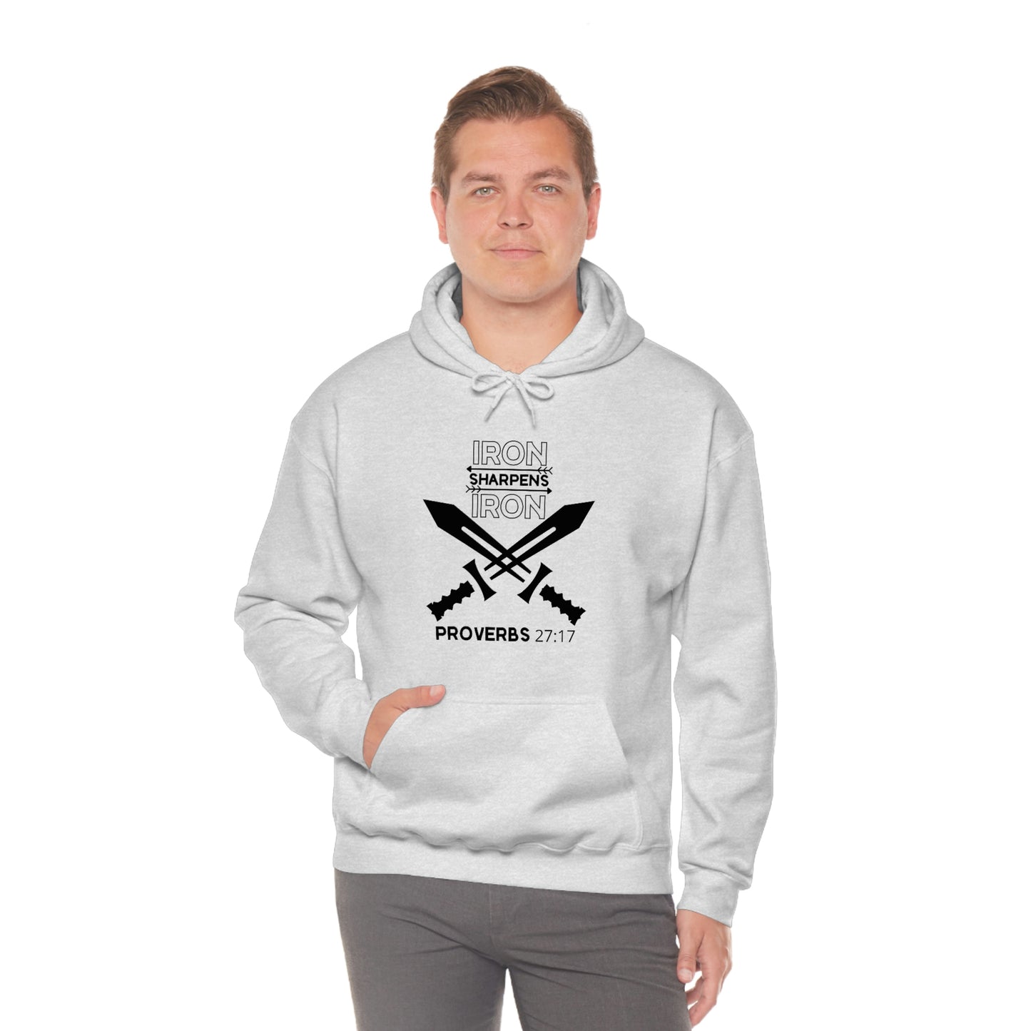 Men's Iron Sharpens Iron (Black Art) Heavy Blend™ Hooded Sweatshirt