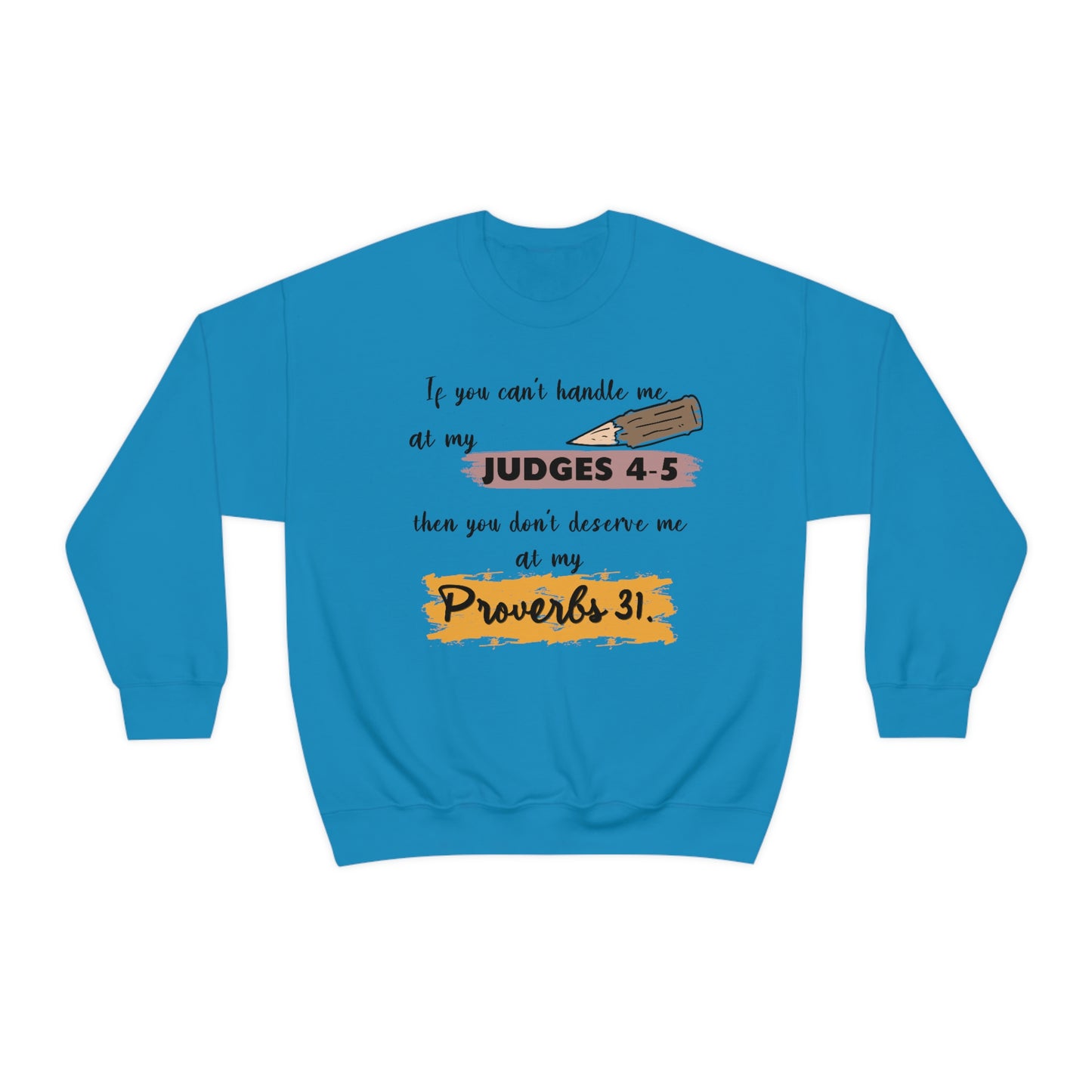 Women's Judges 4-5/Proverbs 31 (Black Text) Heavy Blend™ Crewneck Sweatshirt