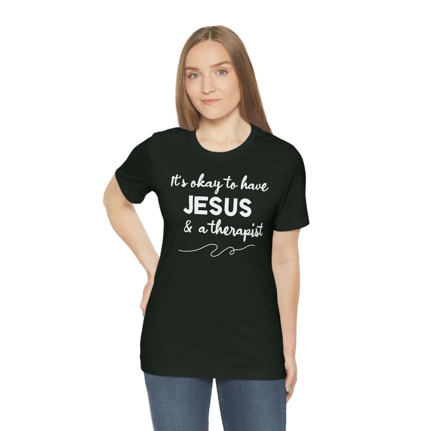 Women's Jesus & A Therapist (White Text) Short Sleeve T-Shirt