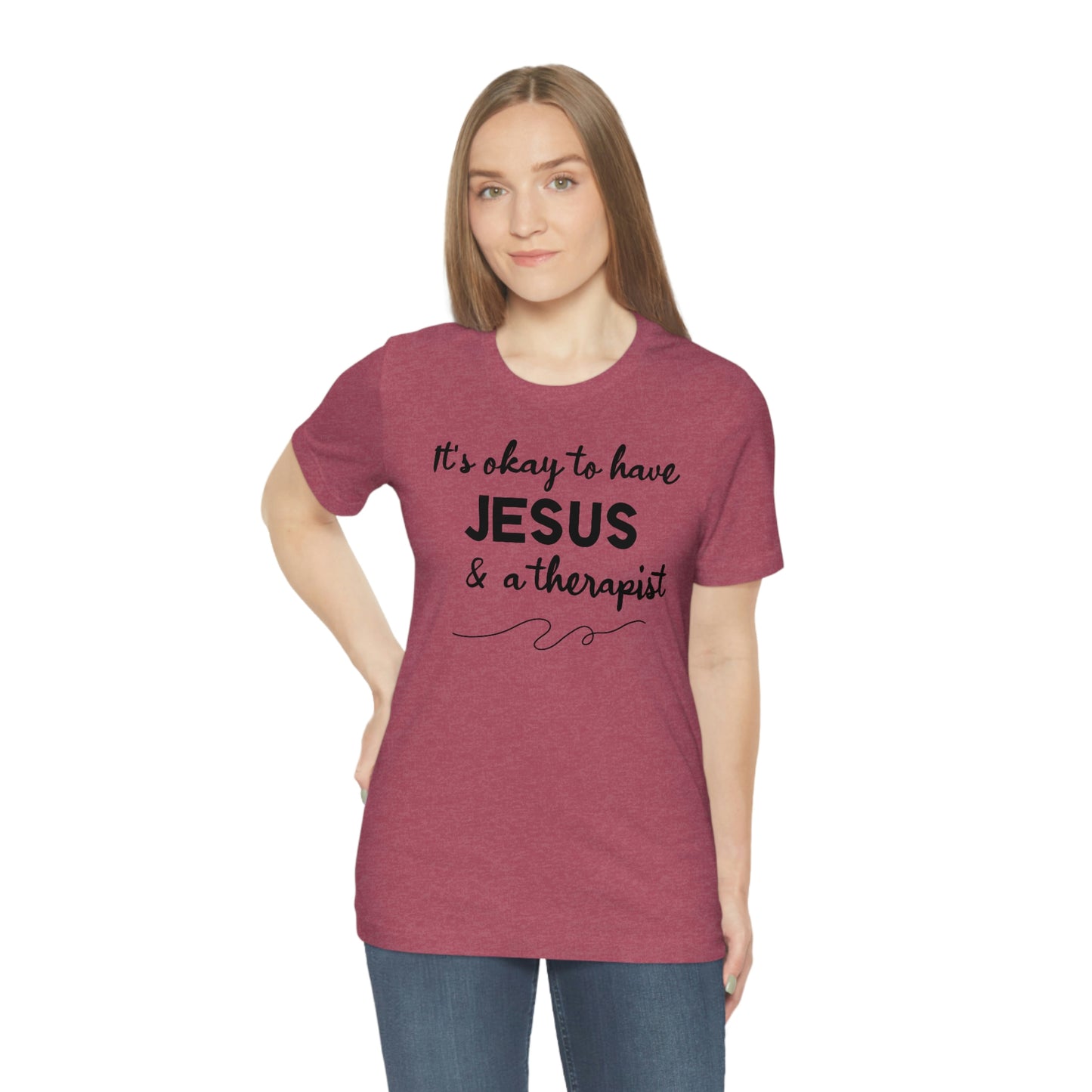 Women's Jesus & A Therapist (Black Text) Short Sleeve T-Shirt