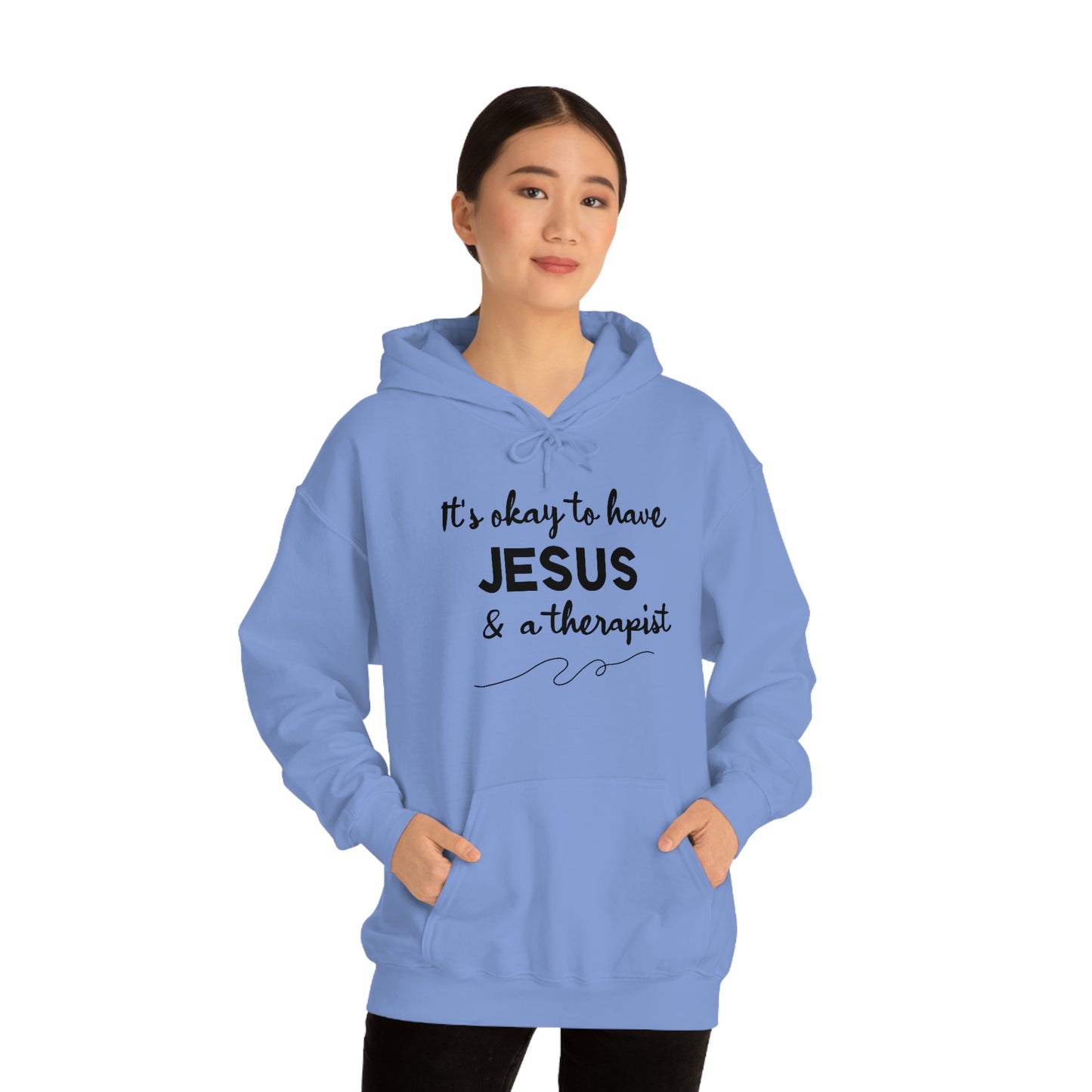 Women's Jesus & A Therapist (Black Text) Heavy Blend™ Hooded Sweatshirt