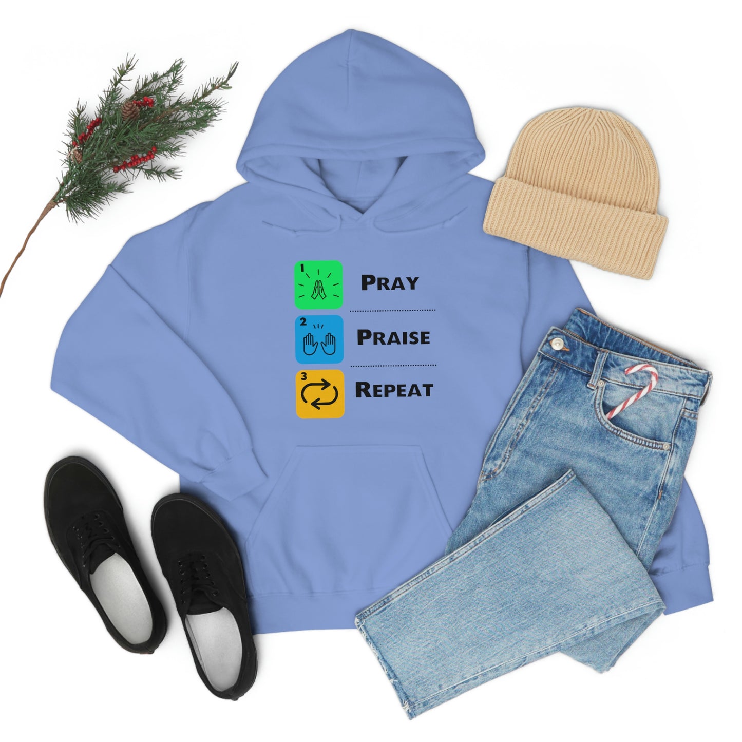 Unisex Pray, Praise, Repeat Heavy Blend™ Hooded Sweatshirt (Palette 2)