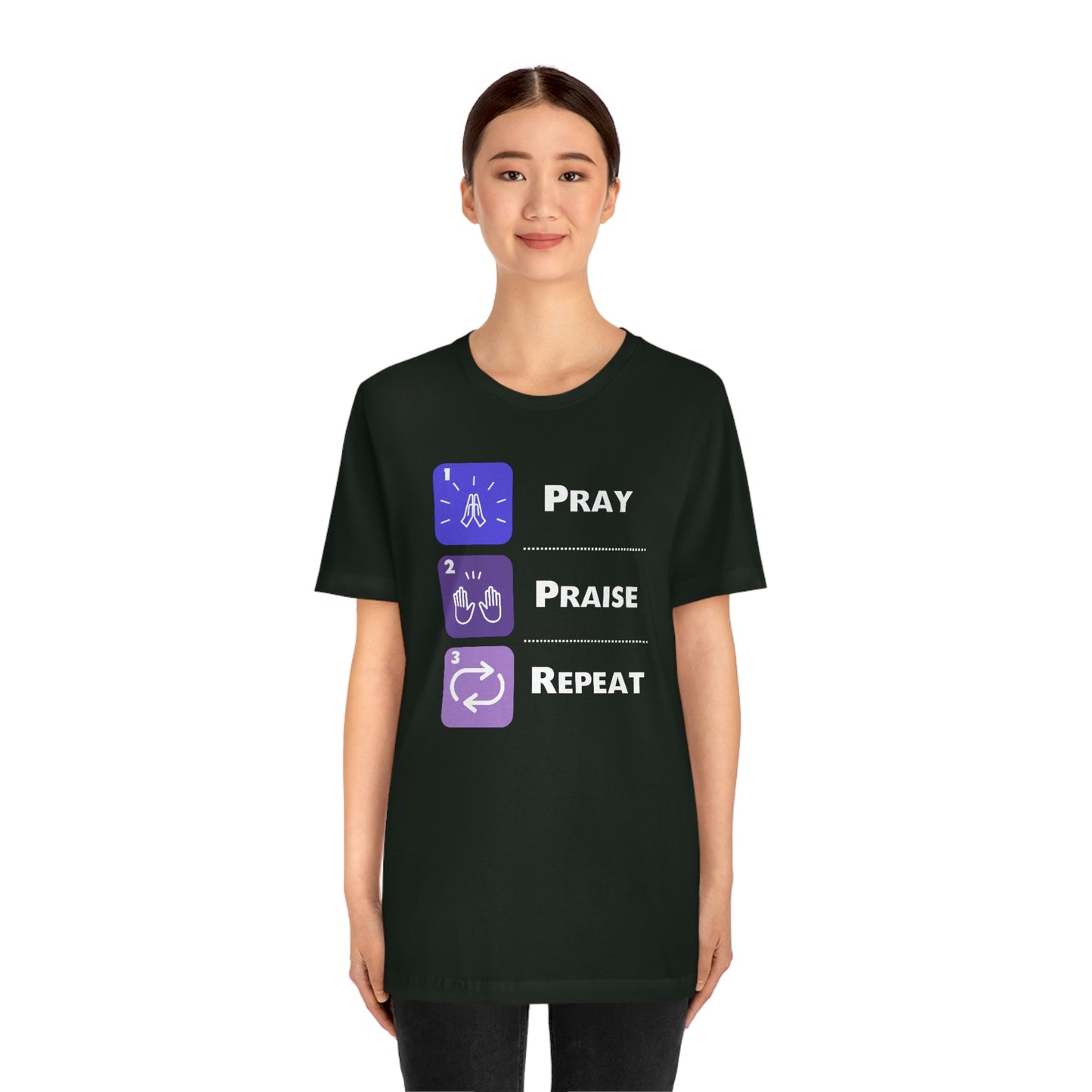 Unisex Pray, Praise, Repeat Short Sleeve T-Shirt (Palette 3)