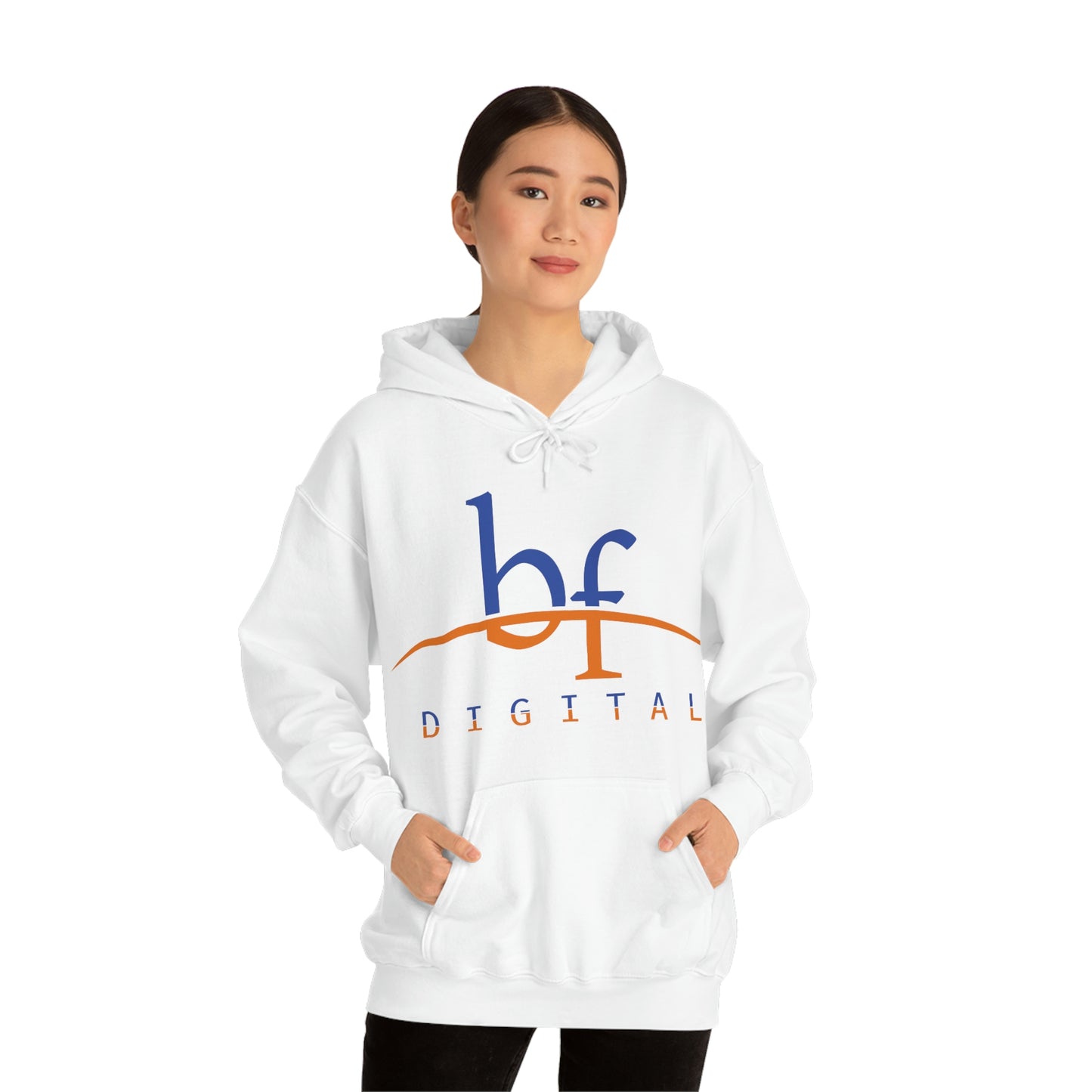 Unisex Blue Fire Digital Network Logo (Blue&Orange) Heavy Blend™ Hooded Sweatshirt