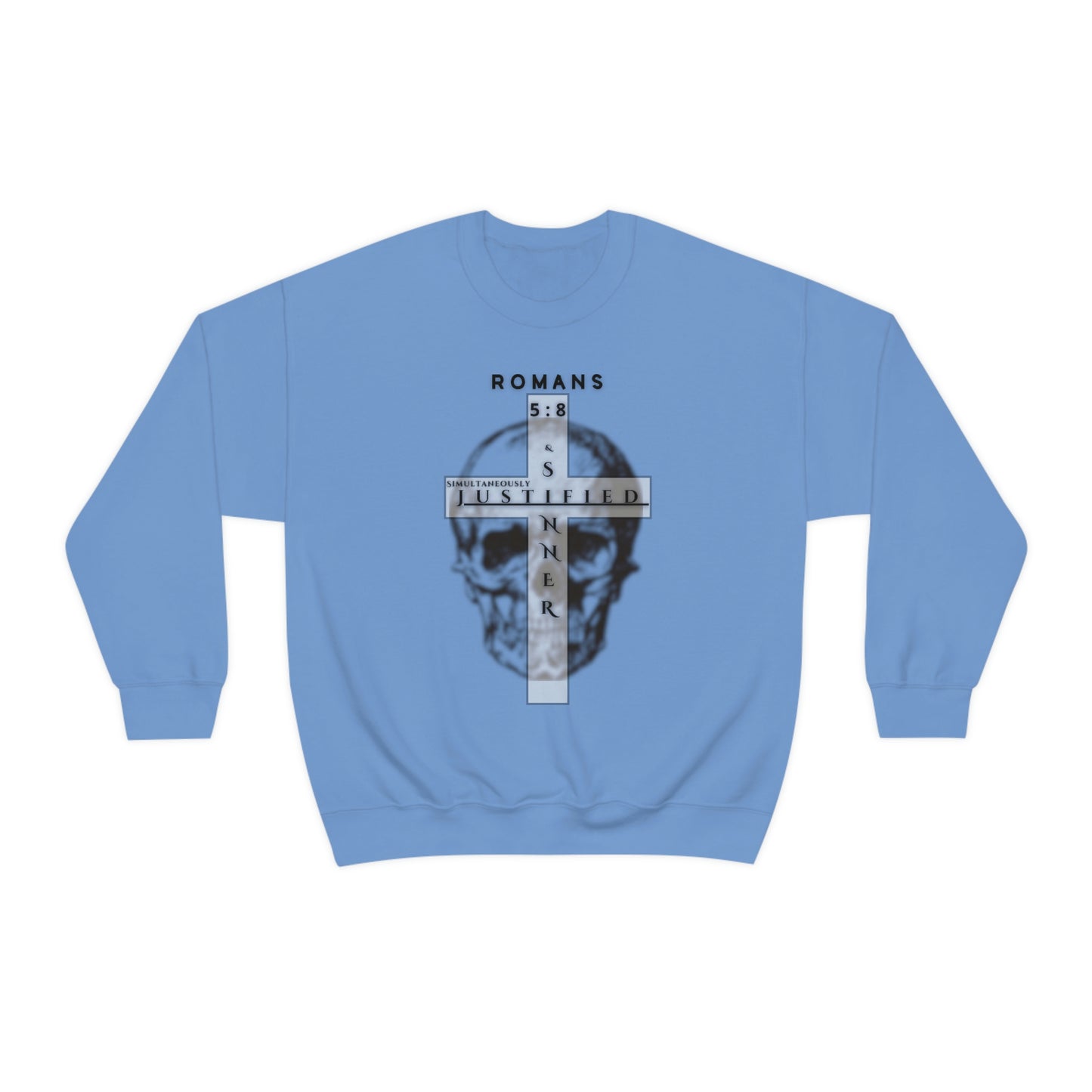 Men's Justified & Sinner (Romans 5:8) [Black Art] Heavy Blend™ Crewneck Sweatshirt