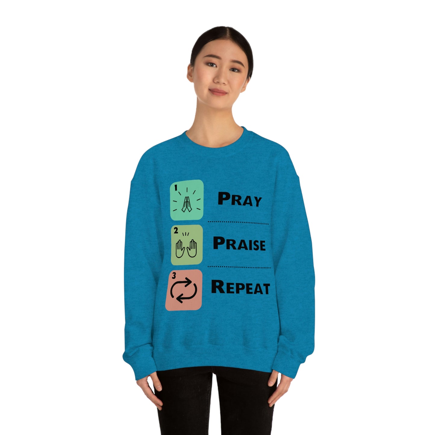 Unisex Pray, Praise, Repeat Heavy Blend™ Crewneck Sweatshirt (Palette 1)