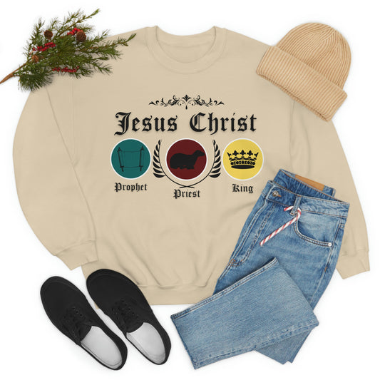 Unisex Prophet, Priest, King (Black) Heavy Blend™ Crewneck Sweatshirt