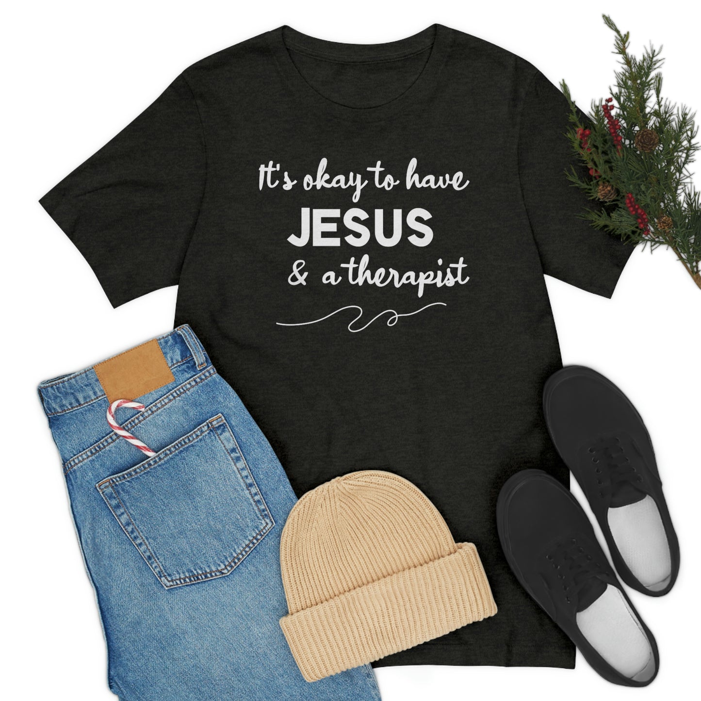 Women's Jesus & A Therapist (White Text) Short Sleeve T-Shirt