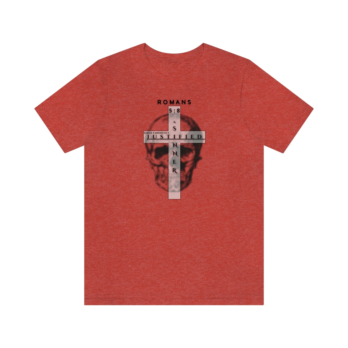 Men's Justified & Sinner (Romans 5:8) [Black Art] Short Sleeve T-Shirt