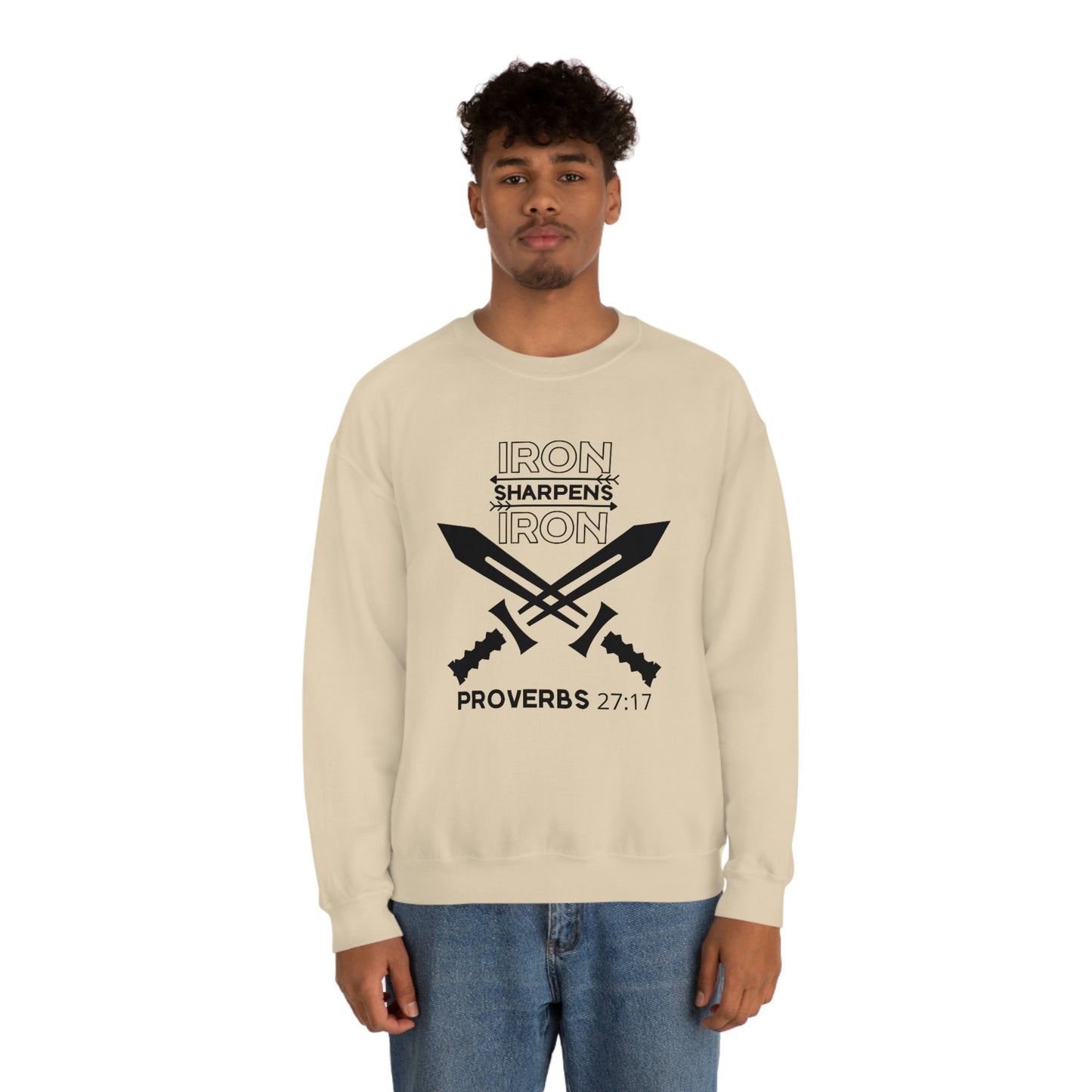 Men's Iron Sharpens Iron (Black Art) Heavy Blend™ Crewneck Sweatshirt