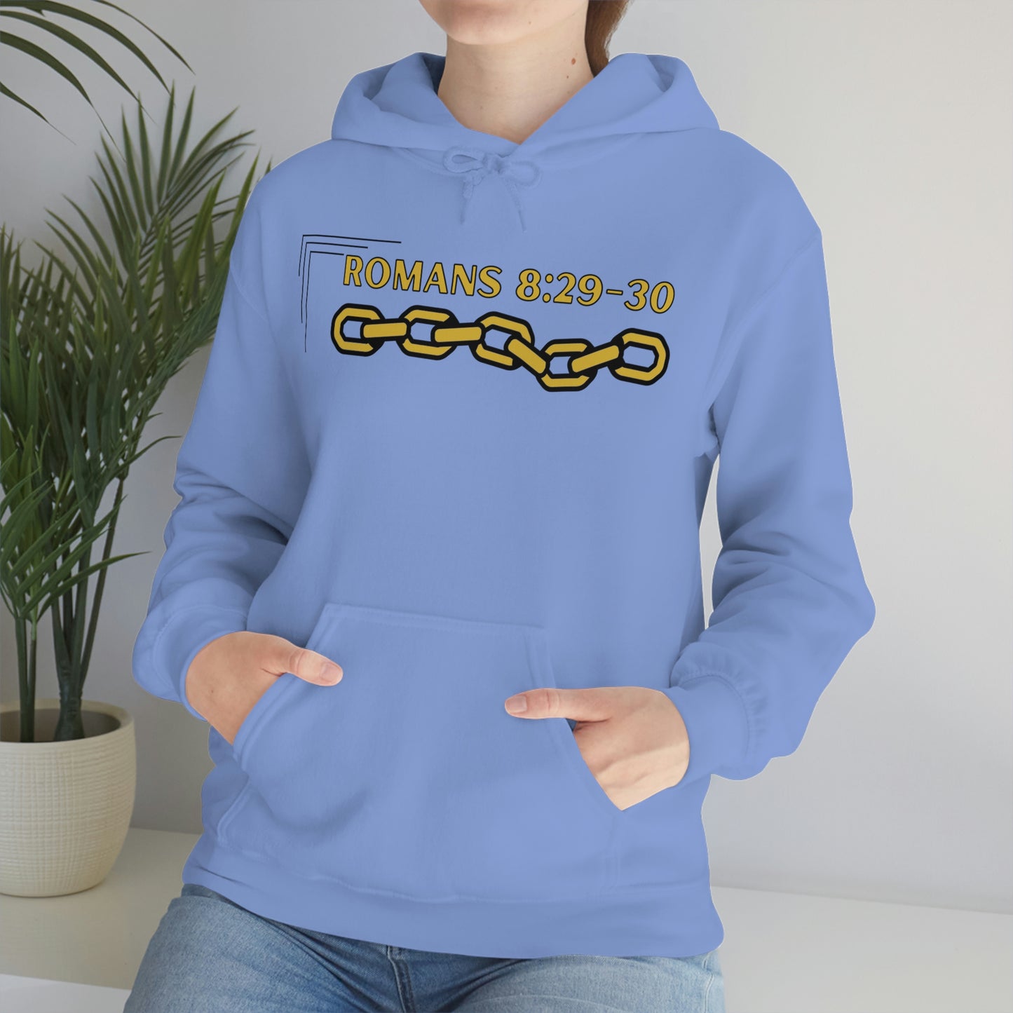 Unisex Golden Chain of Redemption (Romans 8:28-29) [Gold] Heavy Blend™ Hooded Sweatshirt