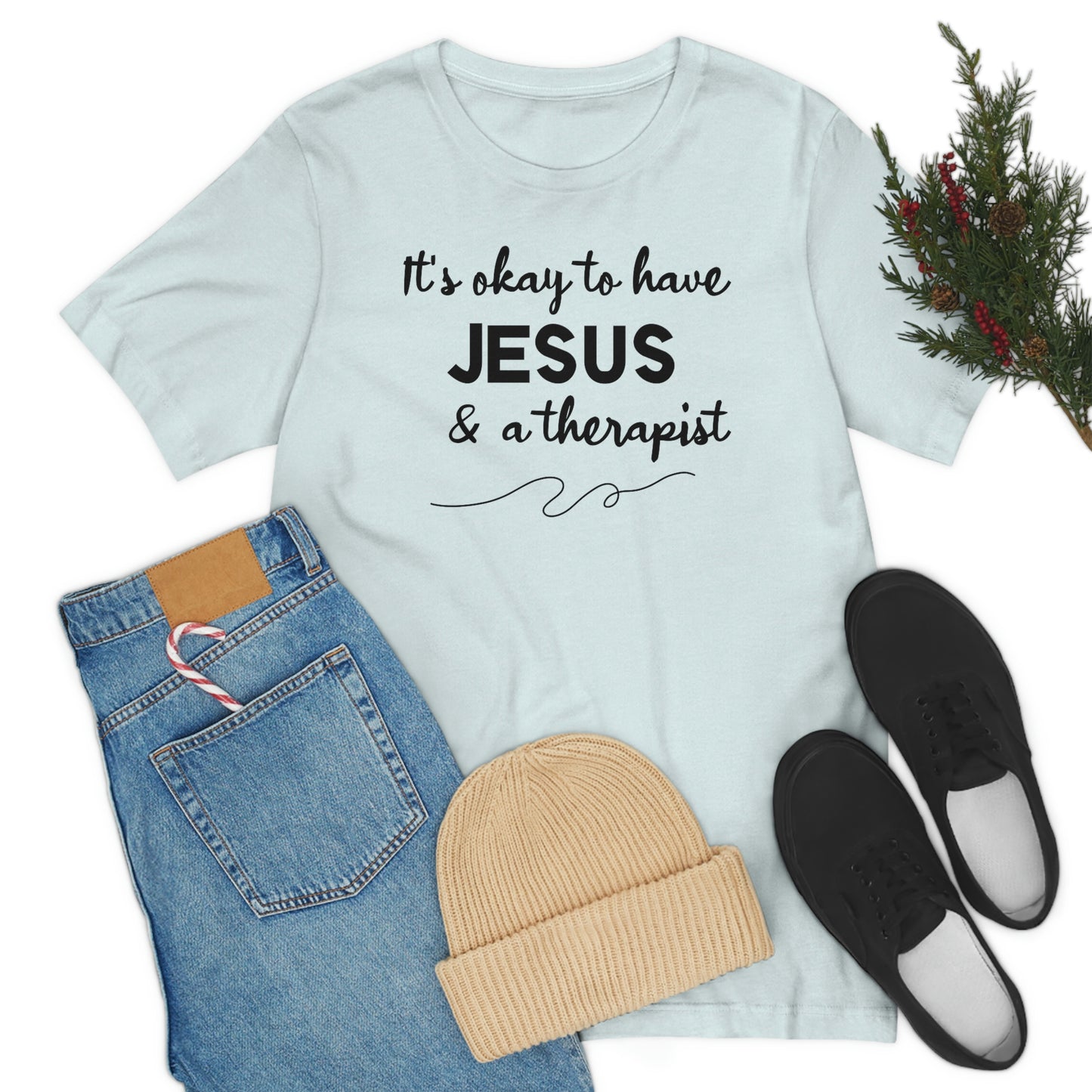 Women's Jesus & A Therapist (Black Text) Short Sleeve T-Shirt