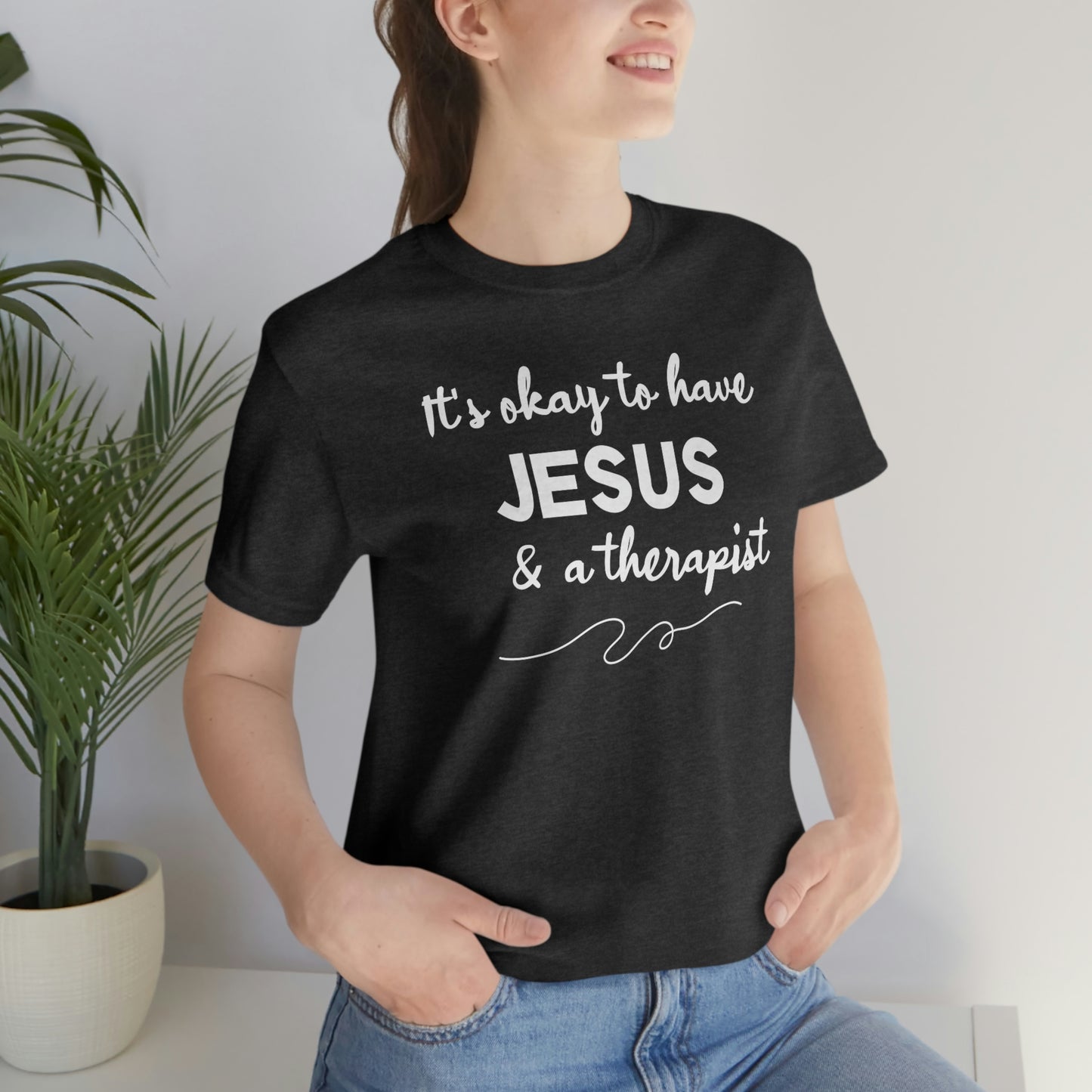 Women's Jesus & A Therapist (White Text) Short Sleeve T-Shirt