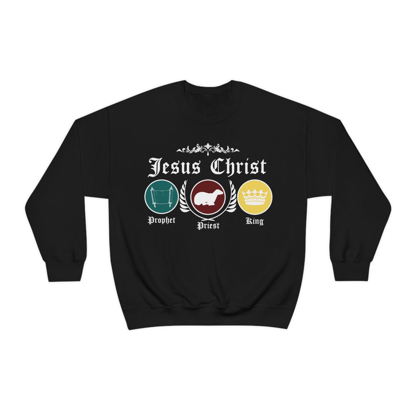 Unisex Prophet, Priest, King (White) Heavy Blend™ Crewneck Sweatshirt