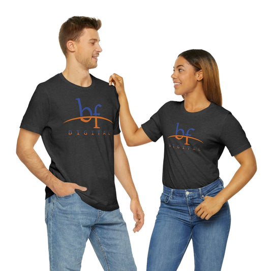 Unisex Blue Fire Digital Network Logo (Blue&Orange) Short Sleeve T-Shirt