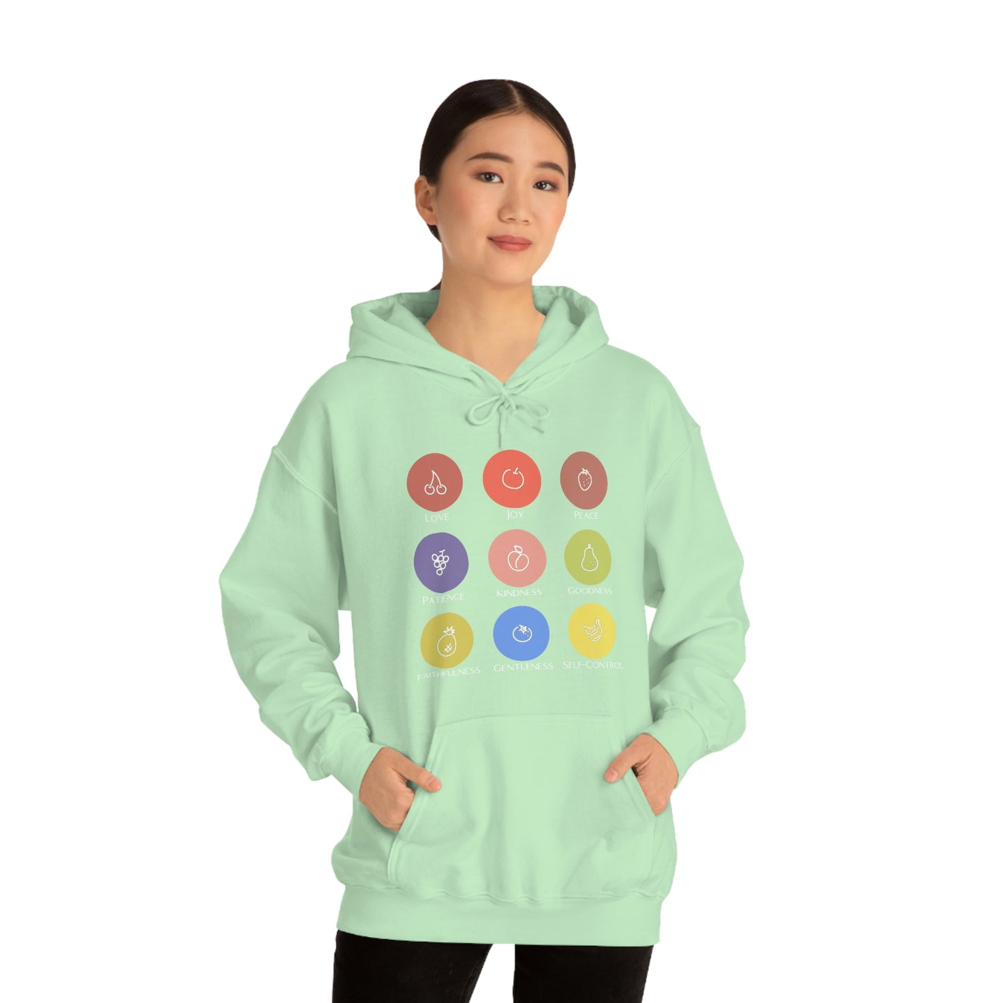 Unisex Fruits of the Spirit (White Text) Heavy Blend™ Hooded Sweatshirt