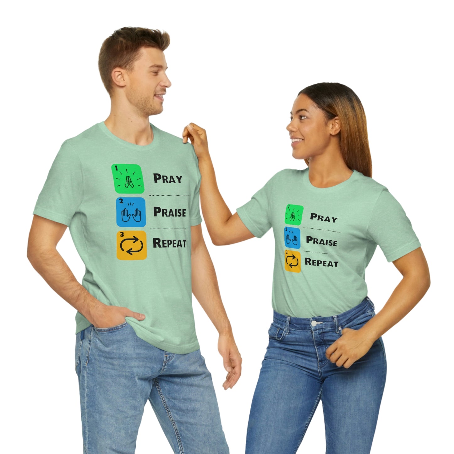 Unisex Pray, Praise, Repeat Short Sleeve T-Shirt (Palette 2)