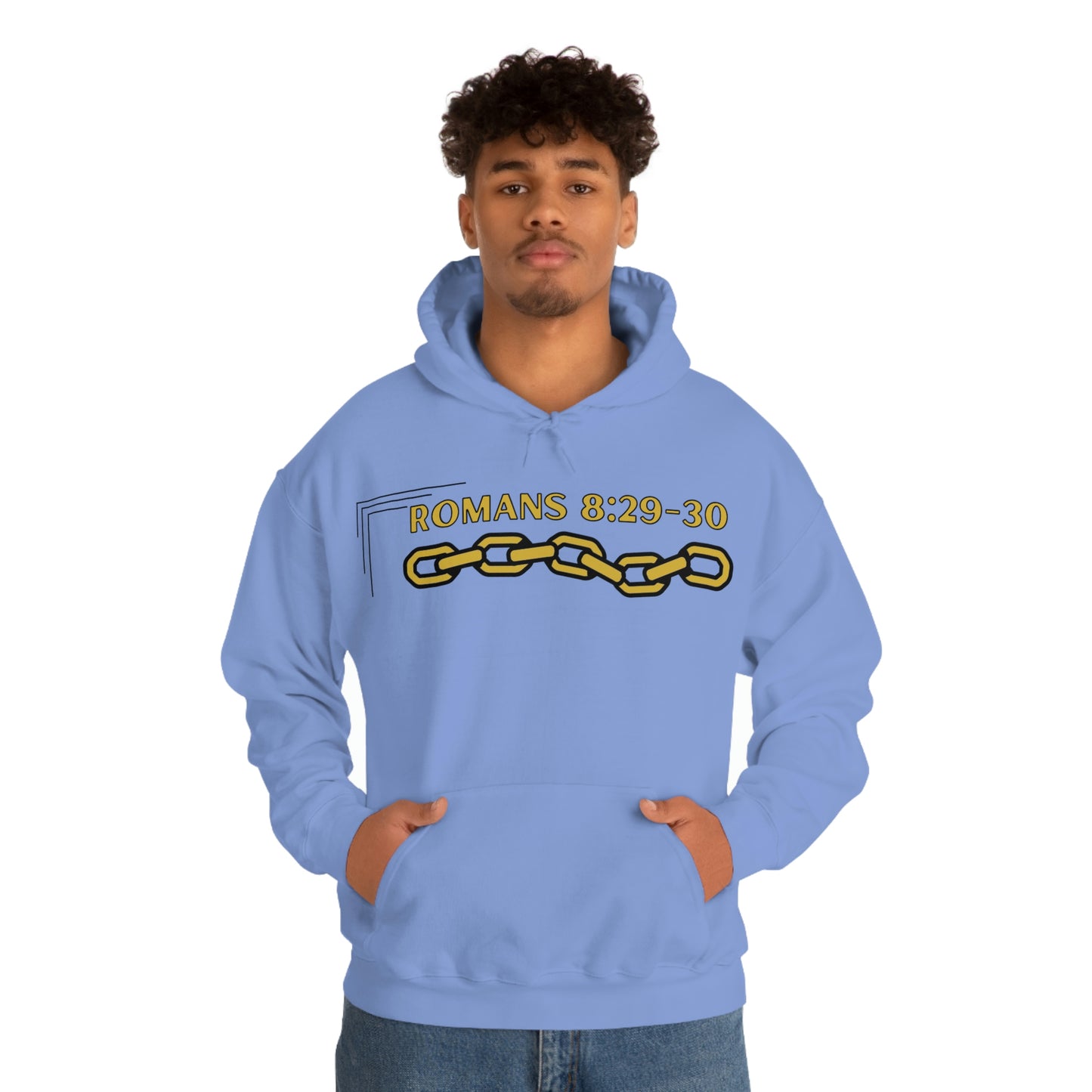 Unisex Golden Chain of Redemption (Romans 8:28-29) [Gold] Heavy Blend™ Hooded Sweatshirt