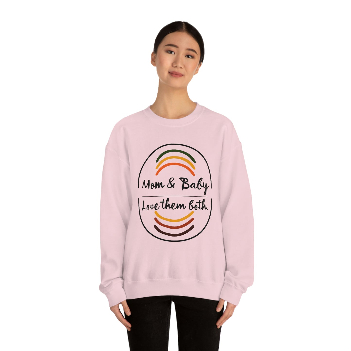 Women's Love Them Both (Black Text) Heavy Blend™ Crewneck Sweatshirt