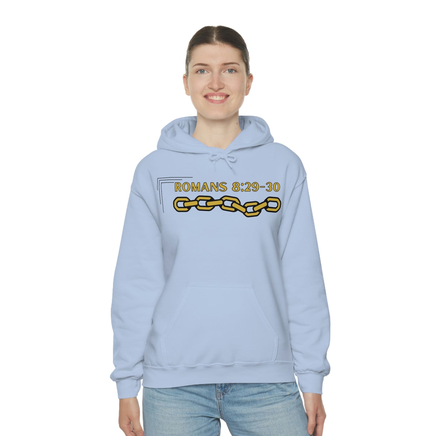 Unisex Golden Chain of Redemption (Romans 8:28-29) [Gold] Heavy Blend™ Hooded Sweatshirt