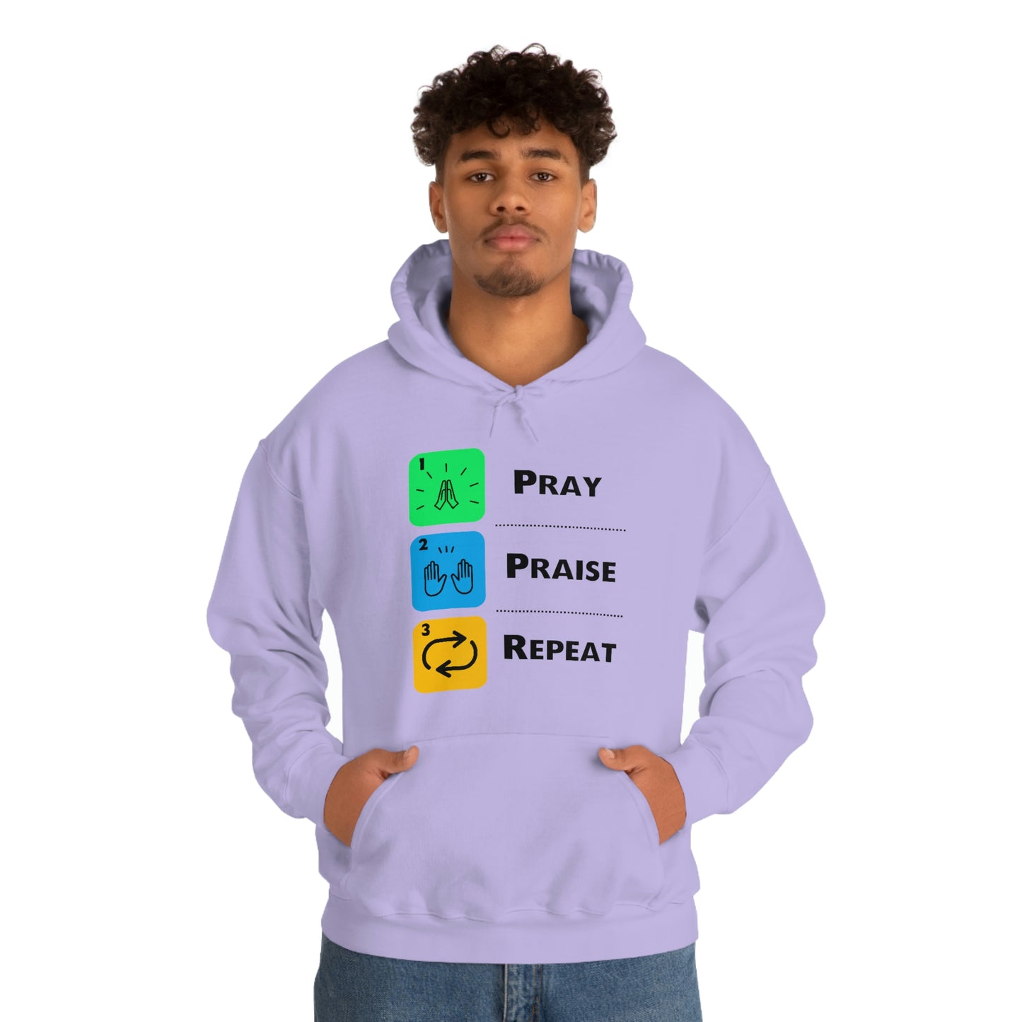 Unisex Pray, Praise, Repeat Heavy Blend™ Hooded Sweatshirt (Palette 2)