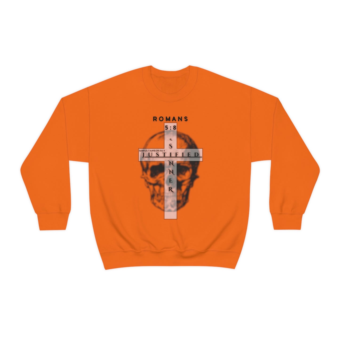 Men's Justified & Sinner (Romans 5:8) [Black Art] Heavy Blend™ Crewneck Sweatshirt